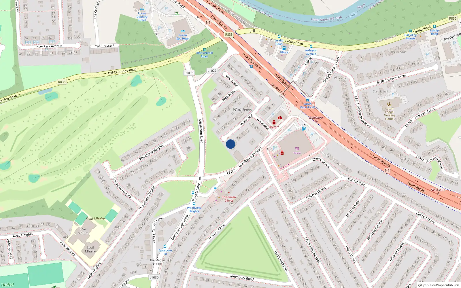 Overhead map showing the location of 4 Wentworth Court, Tandys Lane, Lucan