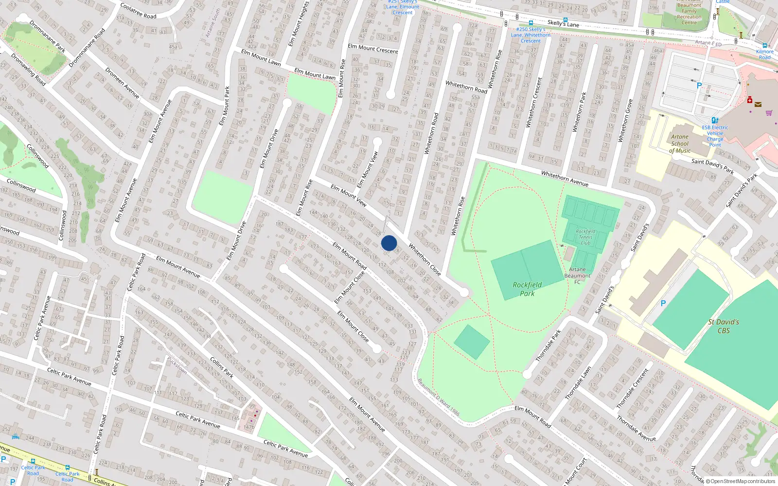Overhead map showing the location of 4 Whitethorn Close, Artane, Dublin 5