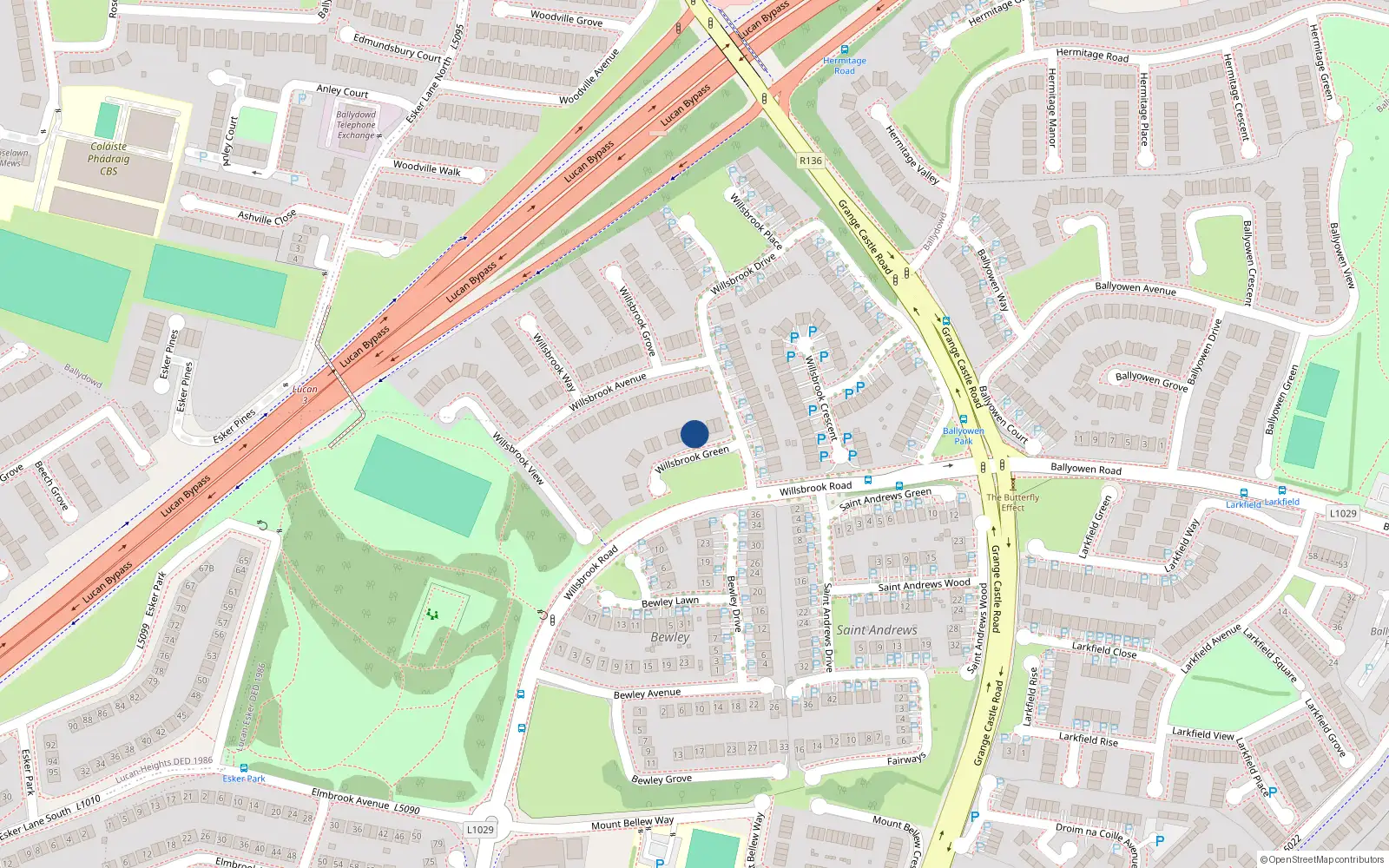 Overhead map showing the location of 4 Willsbrook Green, Lucan