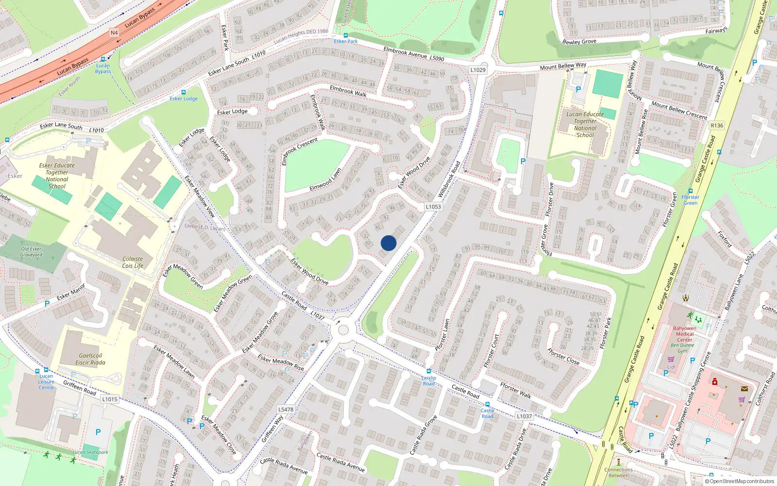 Overhead map showing the location of 4 Willsbrook Road, Lucan