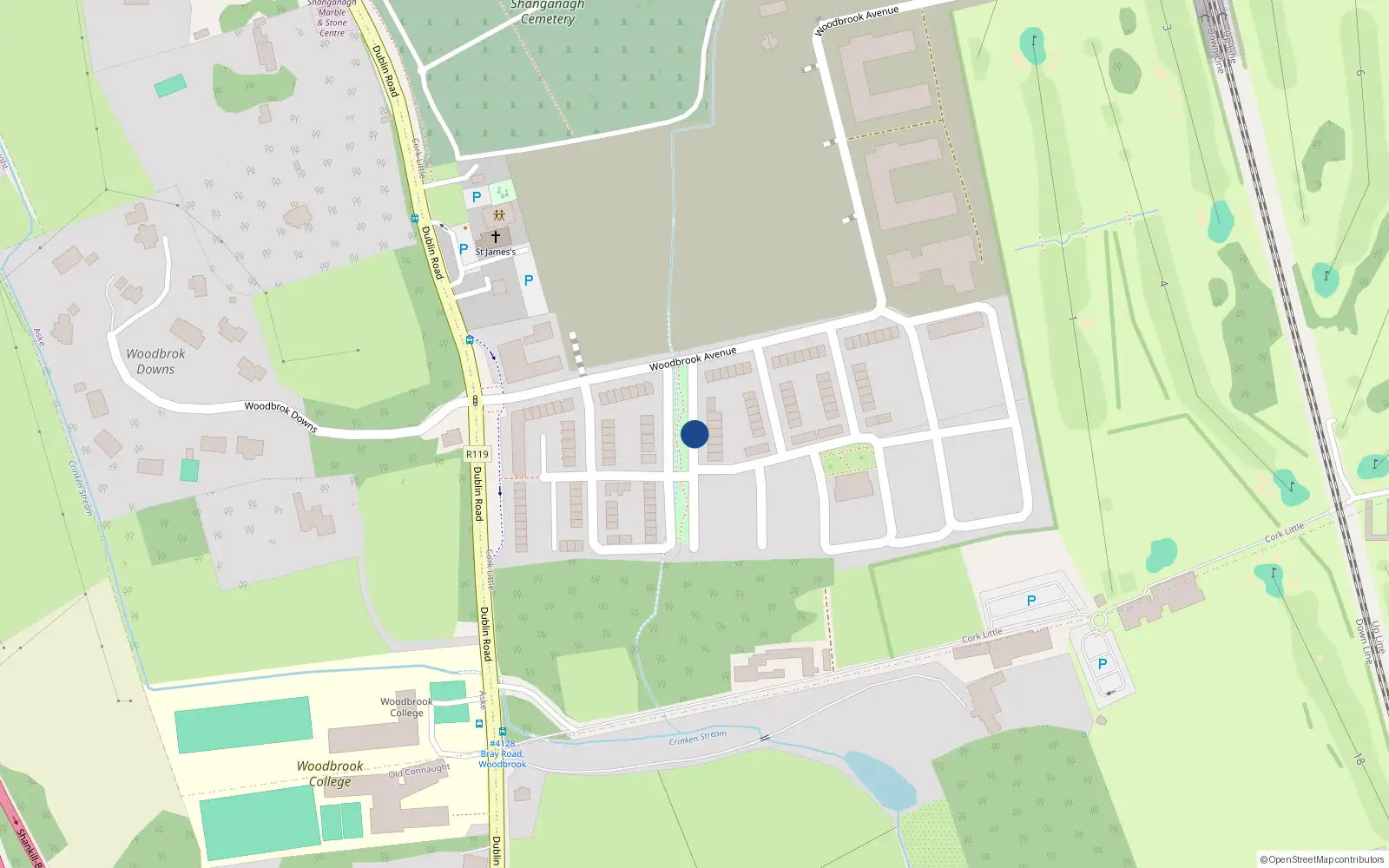 Overhead map showing the location of 4 Woodbrook Copse, Cork Little