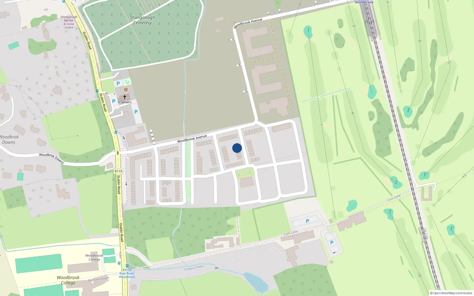 Overhead map showing the location of 4 Woodbrook Elms, Bray