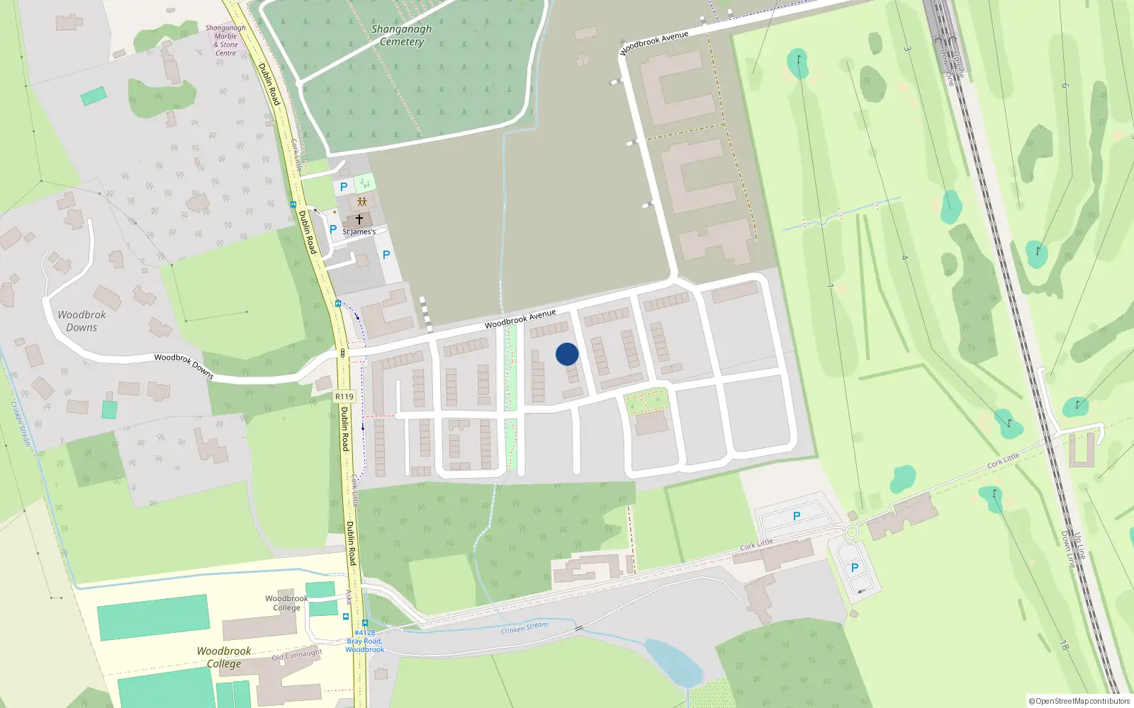 Overhead map showing the location of 4 Woodbrook Vale, Shankill