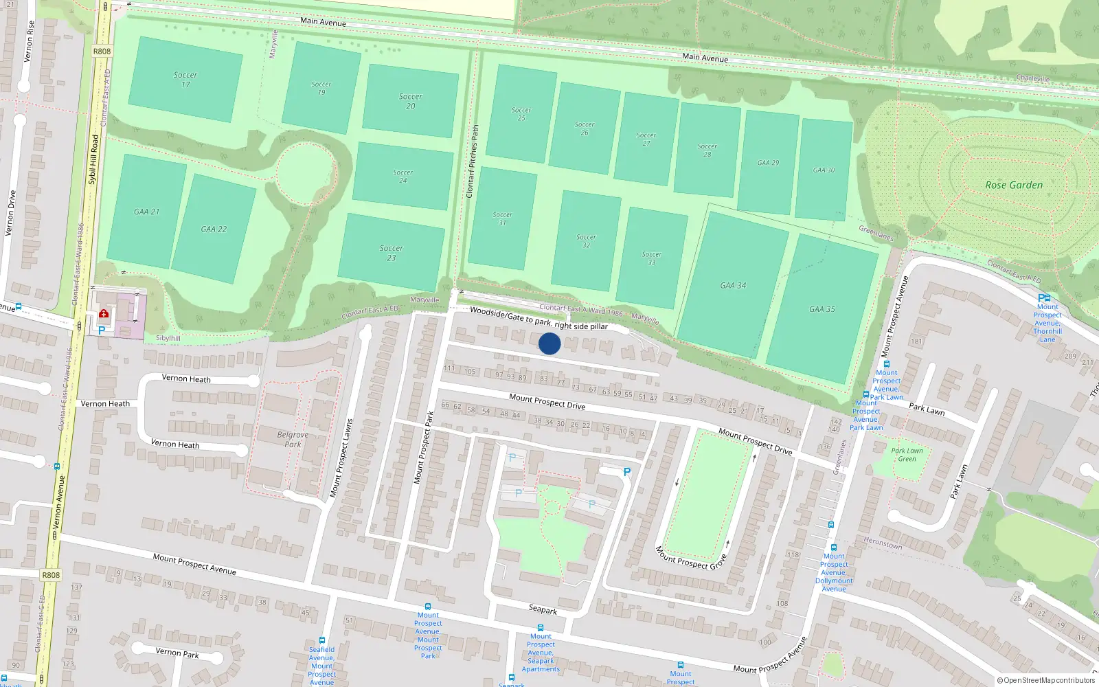 Overhead map showing the location of 4 Woodside, Clontarf, Dublin 3