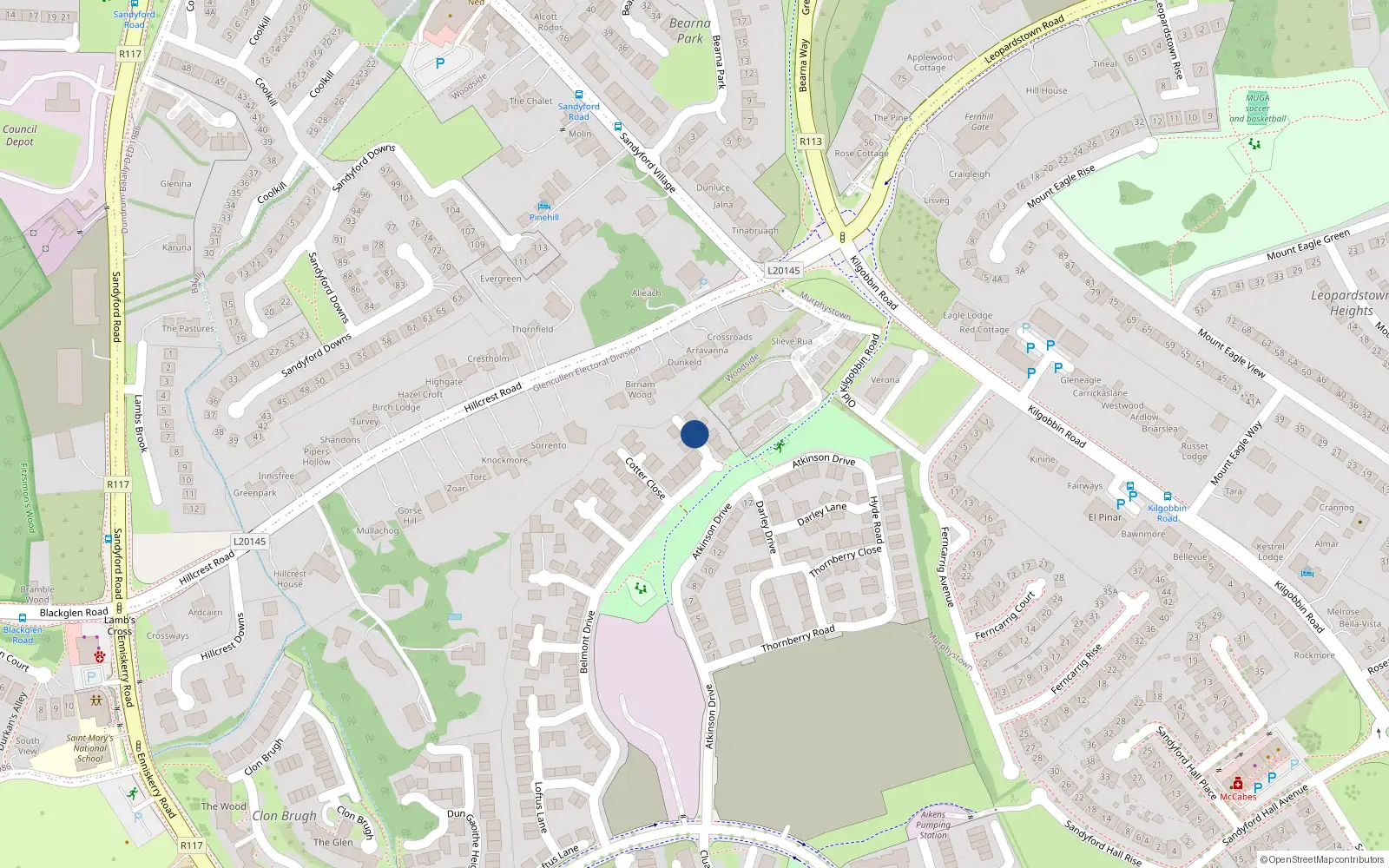 Overhead map showing the location of 4 Woodside Demesne, Stepaside