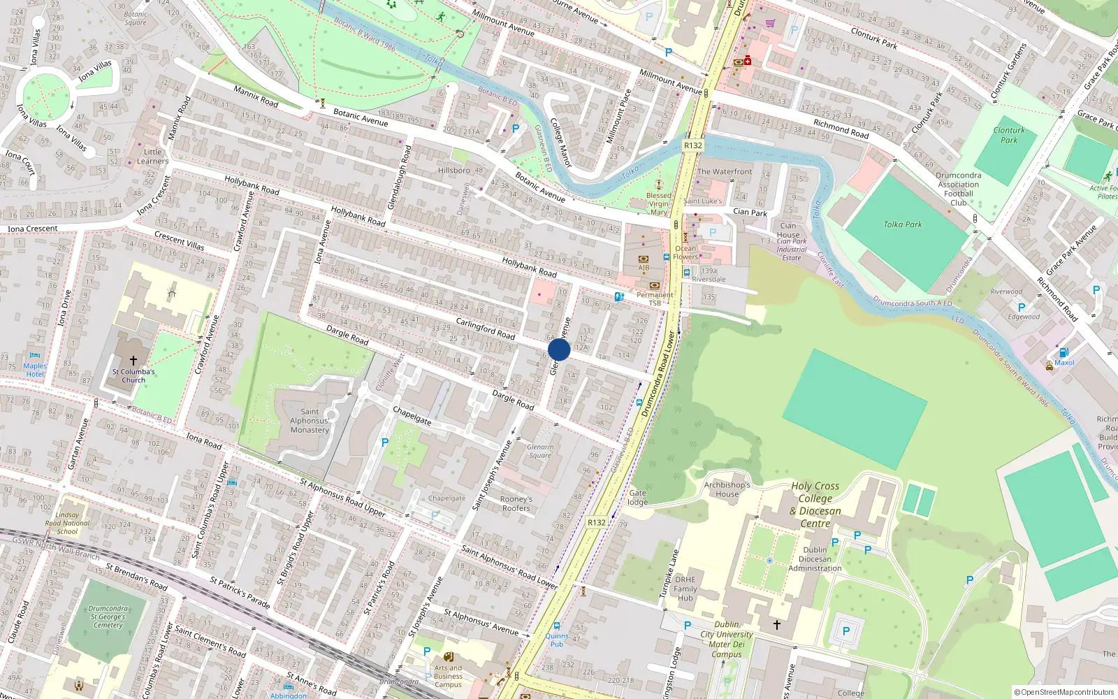 Overhead map showing the location of 4 Yeats House, Glenarm Avenue, Drumcondra Dublin 3