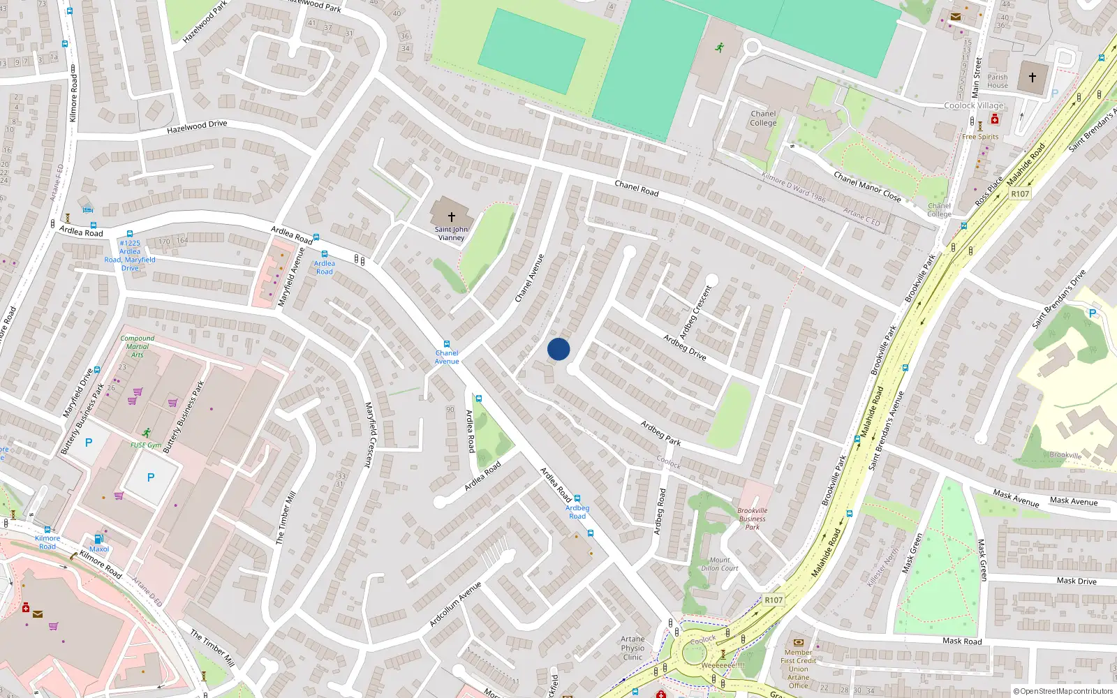 Overhead map showing the location of 40 Ardbeg Park, Dublin 5