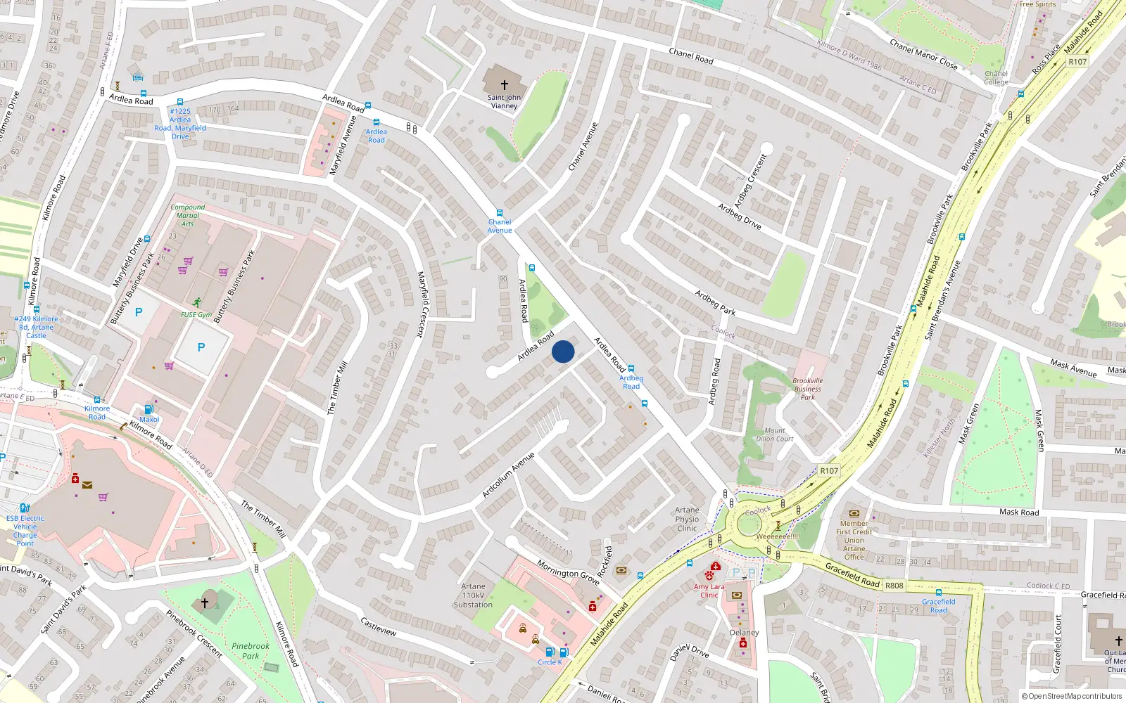 Overhead map showing the location of 40 Ardlea Road, Dublin 5