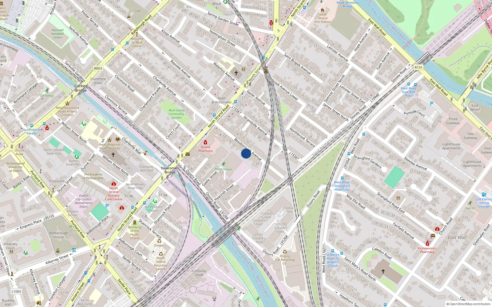 Overhead map showing the location of 40 Bessborough Avenue, Dublin 3