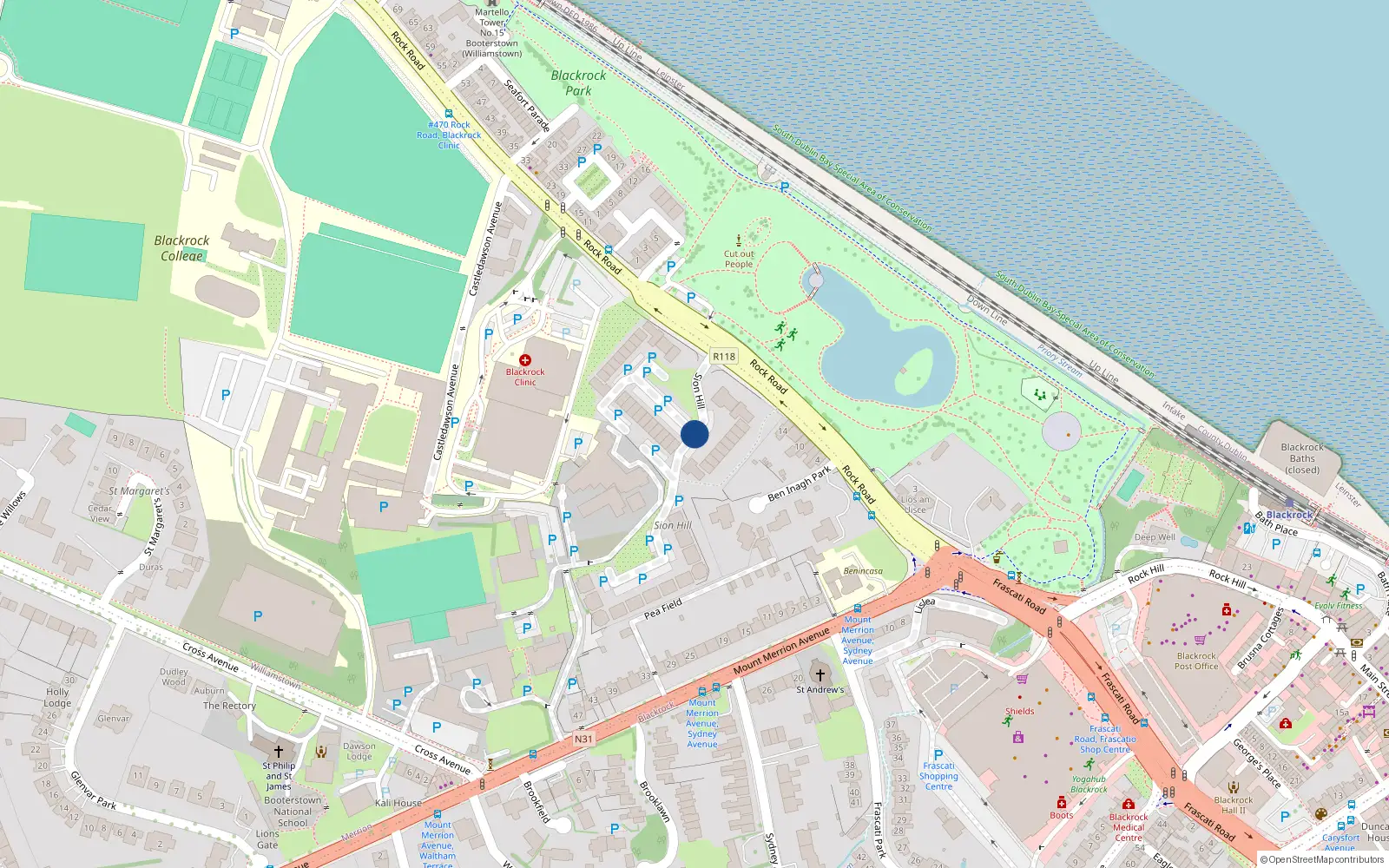 Overhead map showing the location of 40 Castledawson, Blackrock