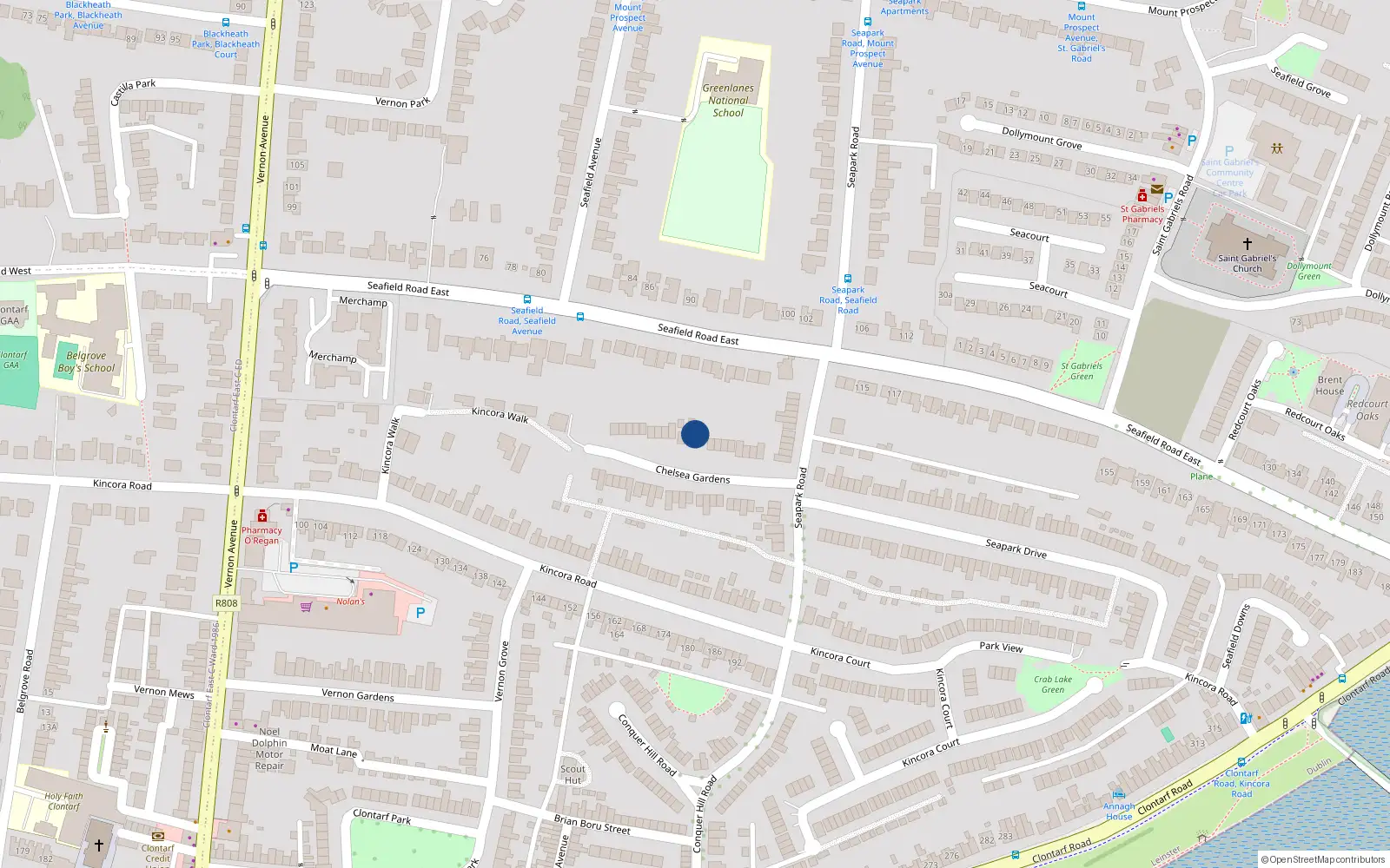 Overhead map showing the location of 40 Chelsea Gardens, Dublin 3