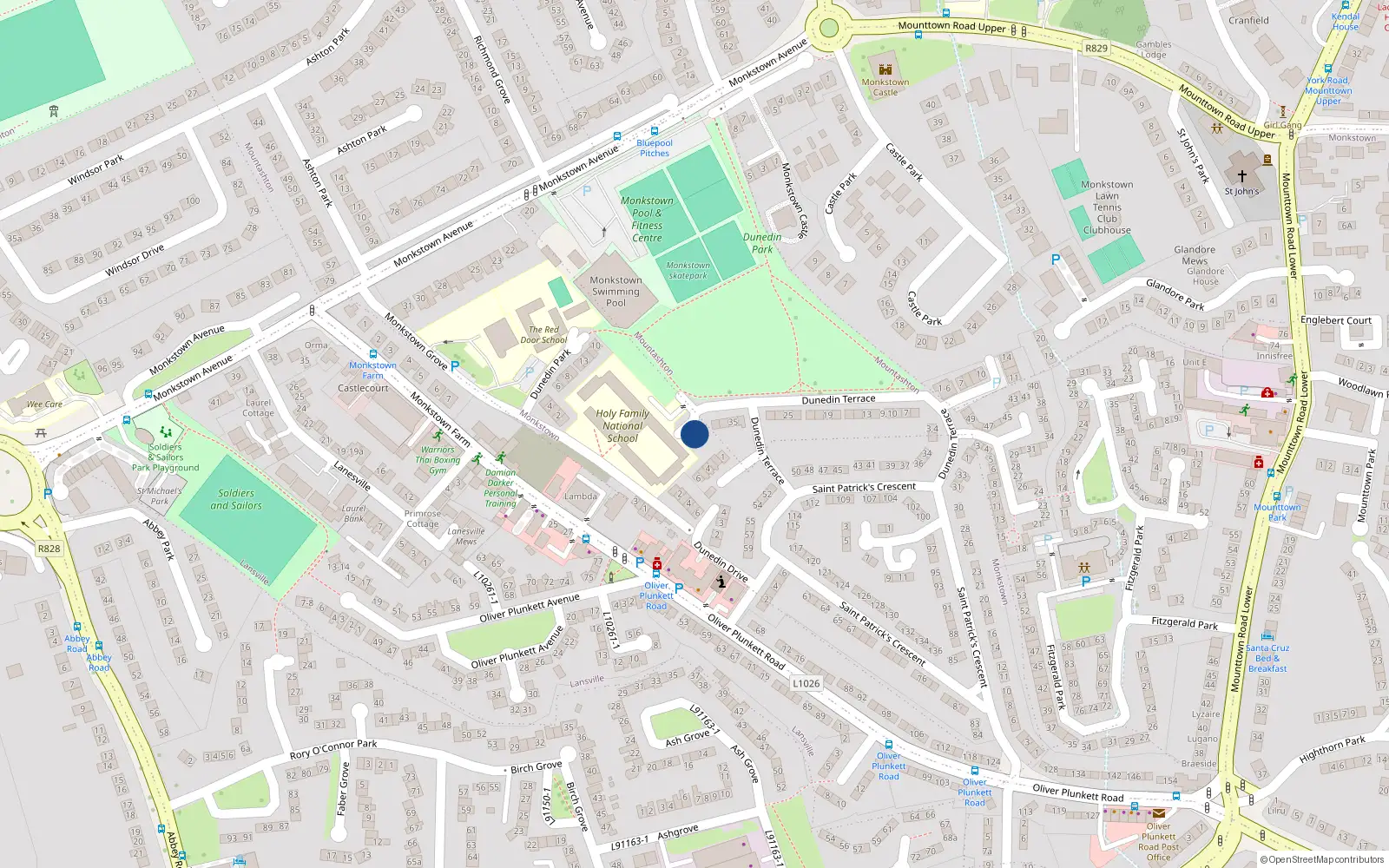 Overhead map showing the location of 40 Dunedin Terrace, Dun Laoghaire