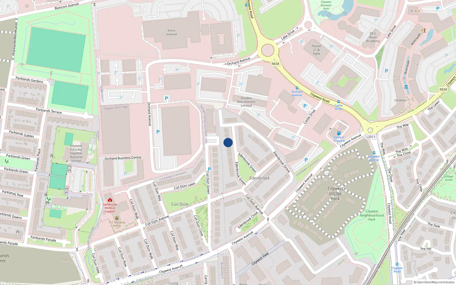 Overhead map showing the location of 40 Edenbrook Green, Citywest