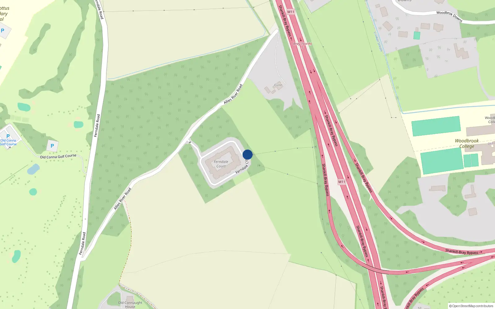 Overhead map showing the location of 40 Ferndale Court, 19 Allies River Road, Bray