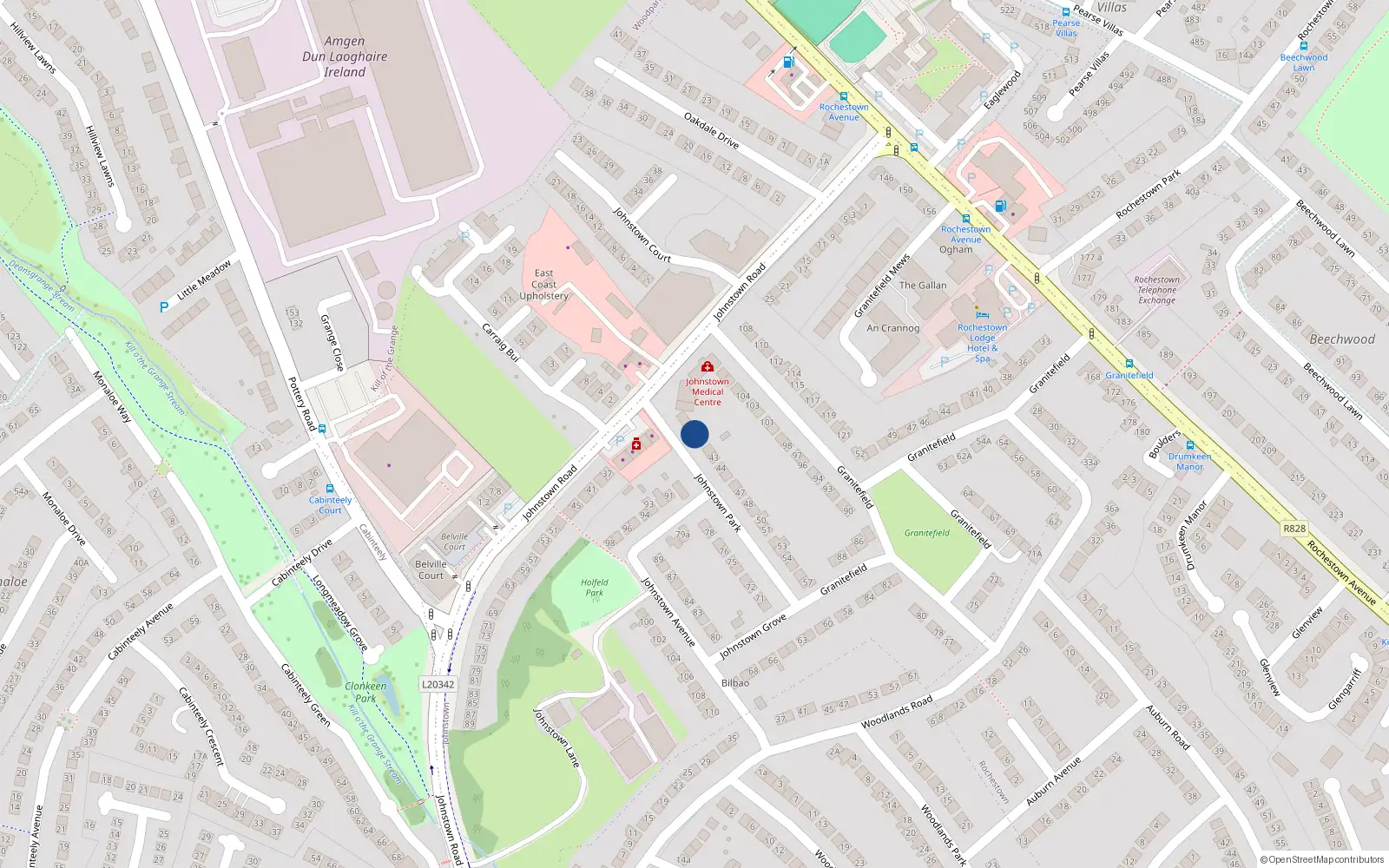 Overhead map showing the location of 40 Johnstown Park, Cabinteely, Co Dublin