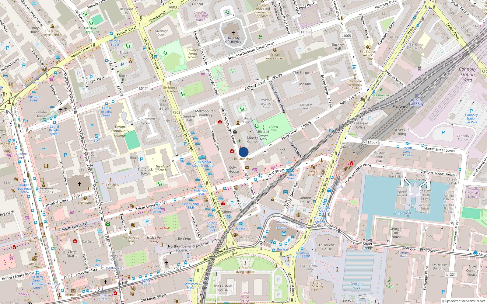 Overhead map showing the location of 40 Liberty Corner, Foley Street, Dublin 1