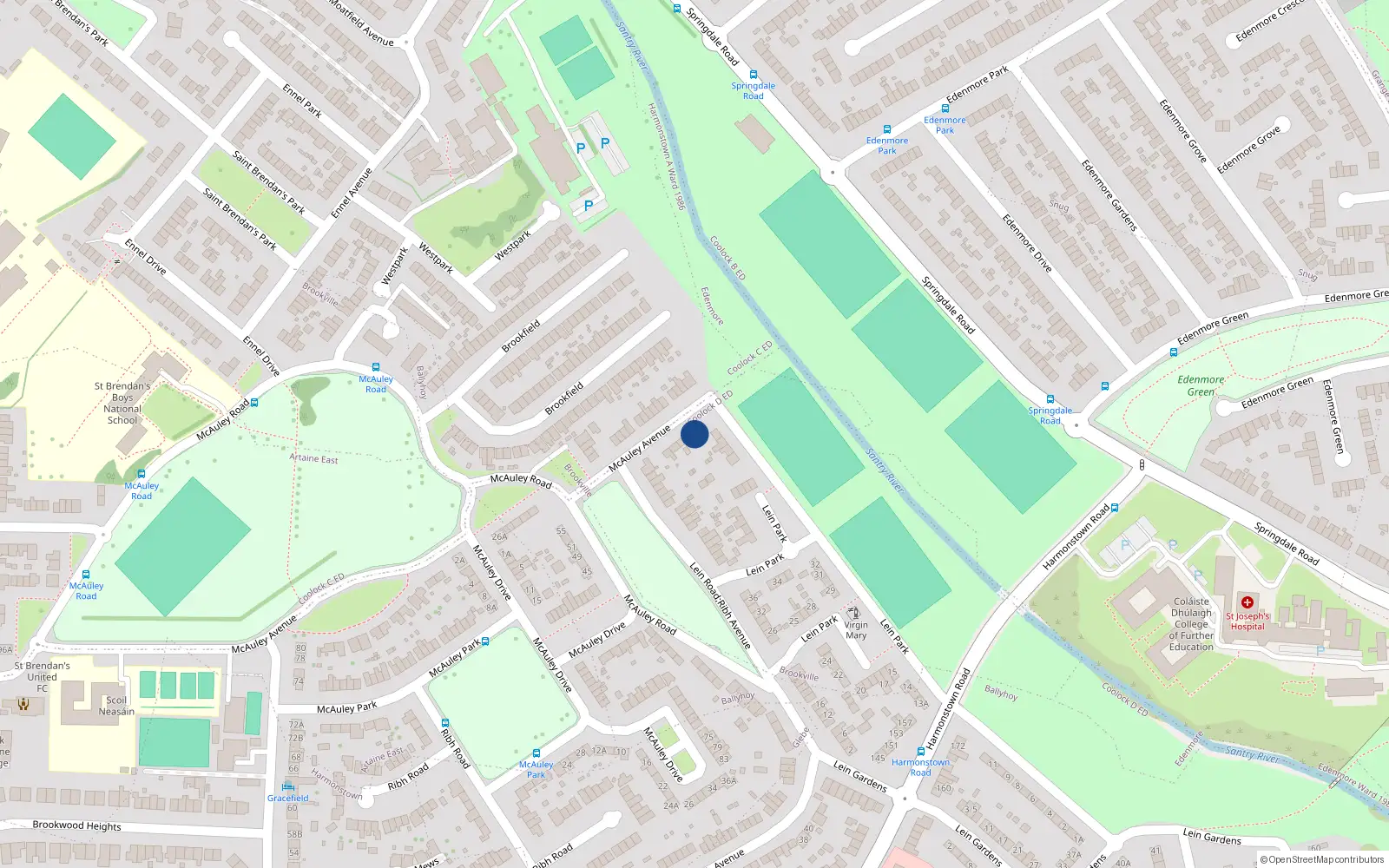 Overhead map showing the location of 40 McAuley Avenue, Dublin 5