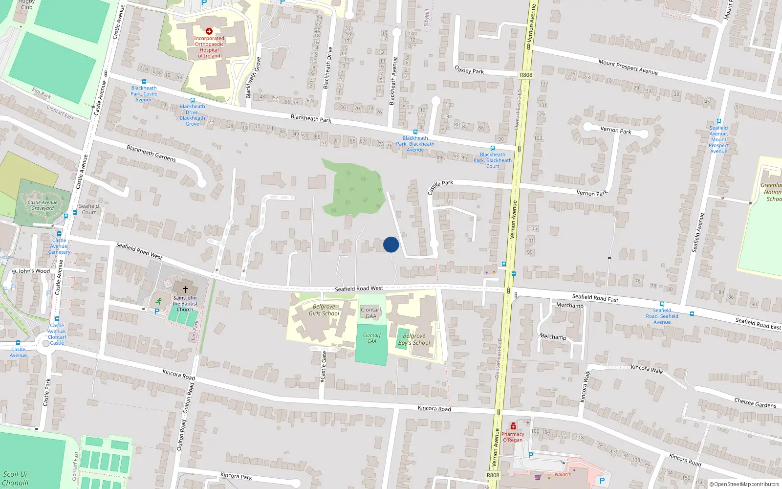 Overhead map showing the location of 40 Seafield Road West, Dublin 3