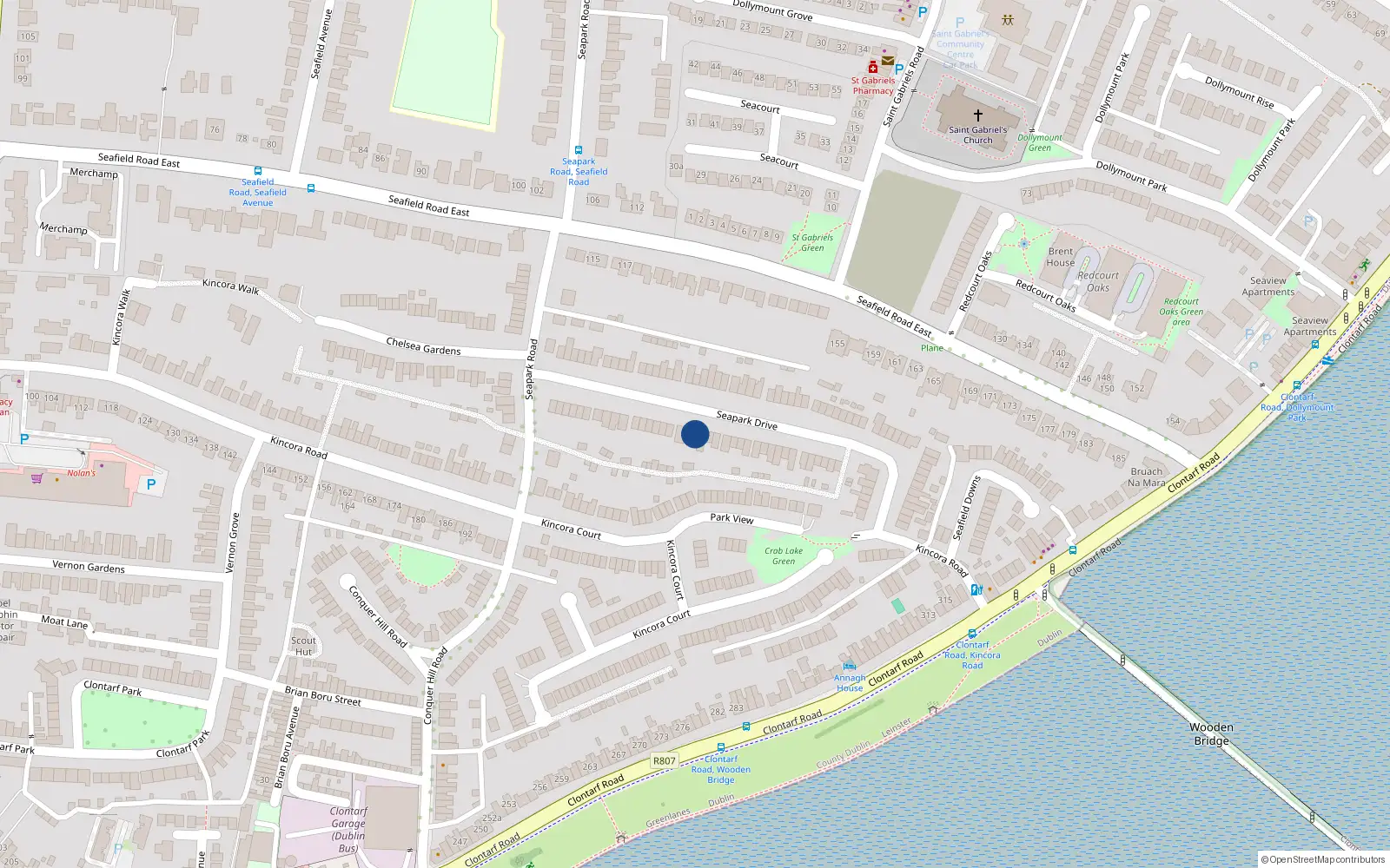 Overhead map showing the location of 40 Seapark Drive, Dublin 3