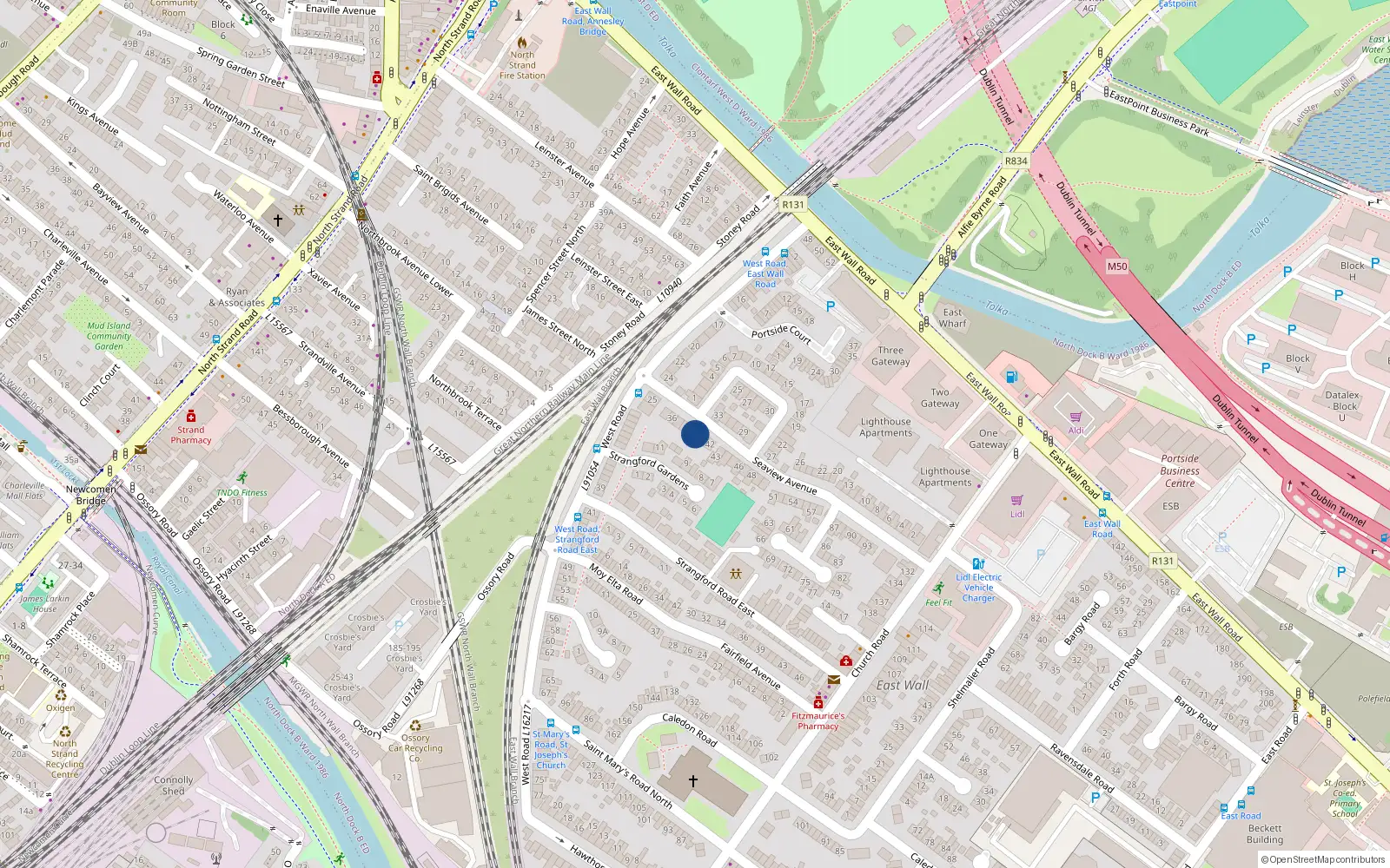 Overhead map showing the location of 40 Seaview Avenue East, Dublin 3