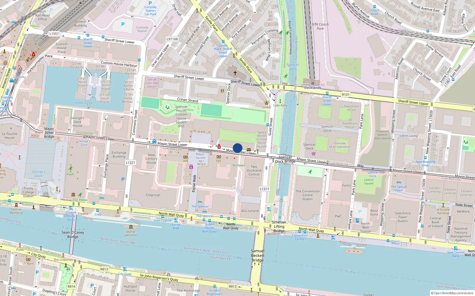 Overhead map showing the location of 40 Spencer House, Custom House Square, I F S C Dublin 1