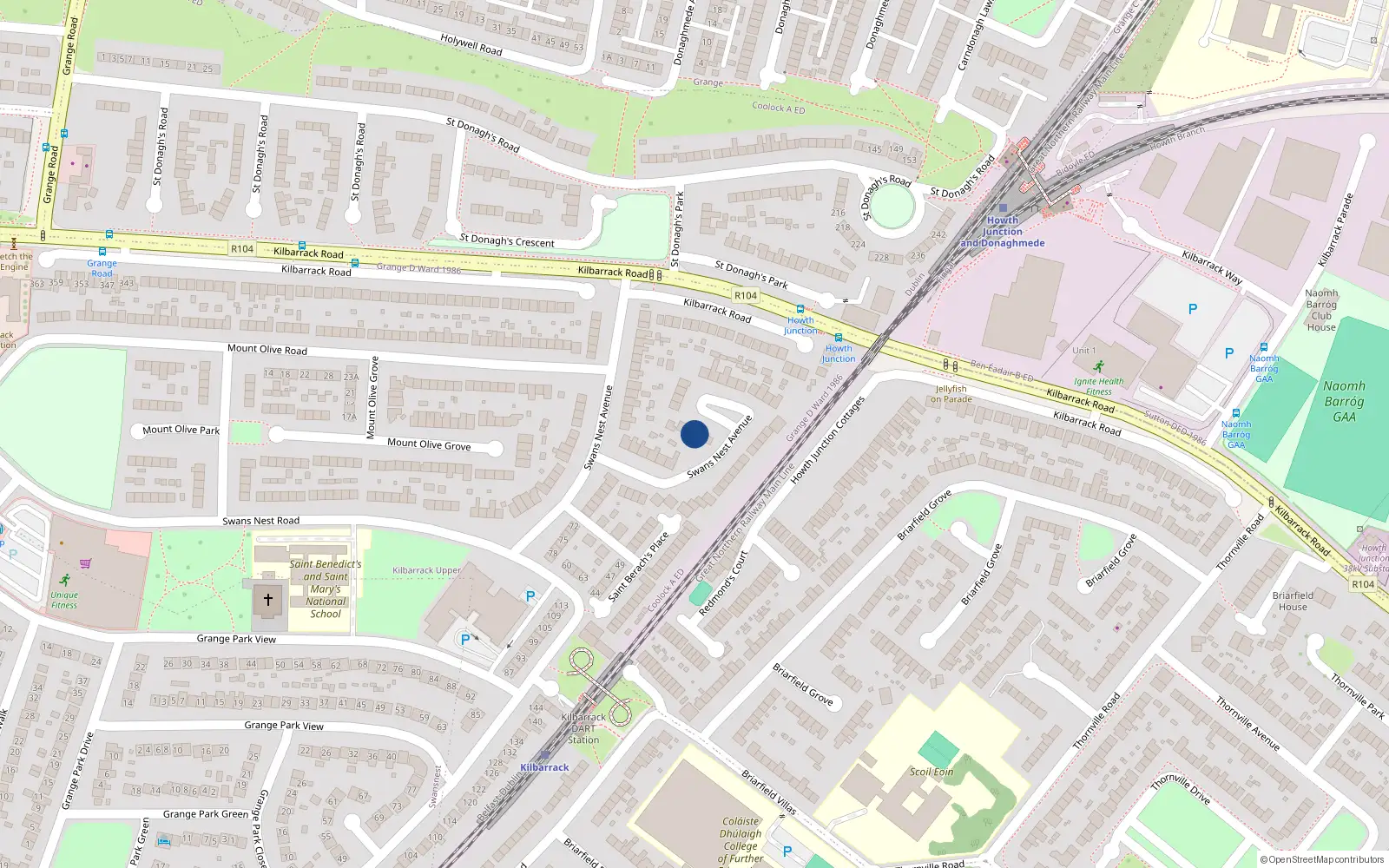 Overhead map showing the location of 40 Swans Nest Avenue, Dublin 5