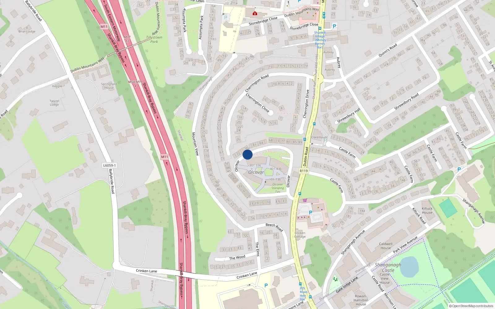 Overhead map showing the location of 402 Olcovar, Dublin