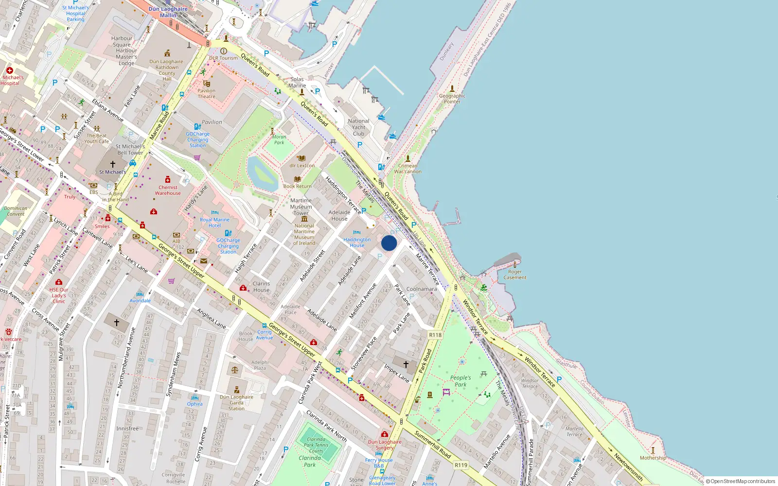 Overhead map showing the location of 403 Rosses Court, Mellifont Avenue, Dun Laoghaire