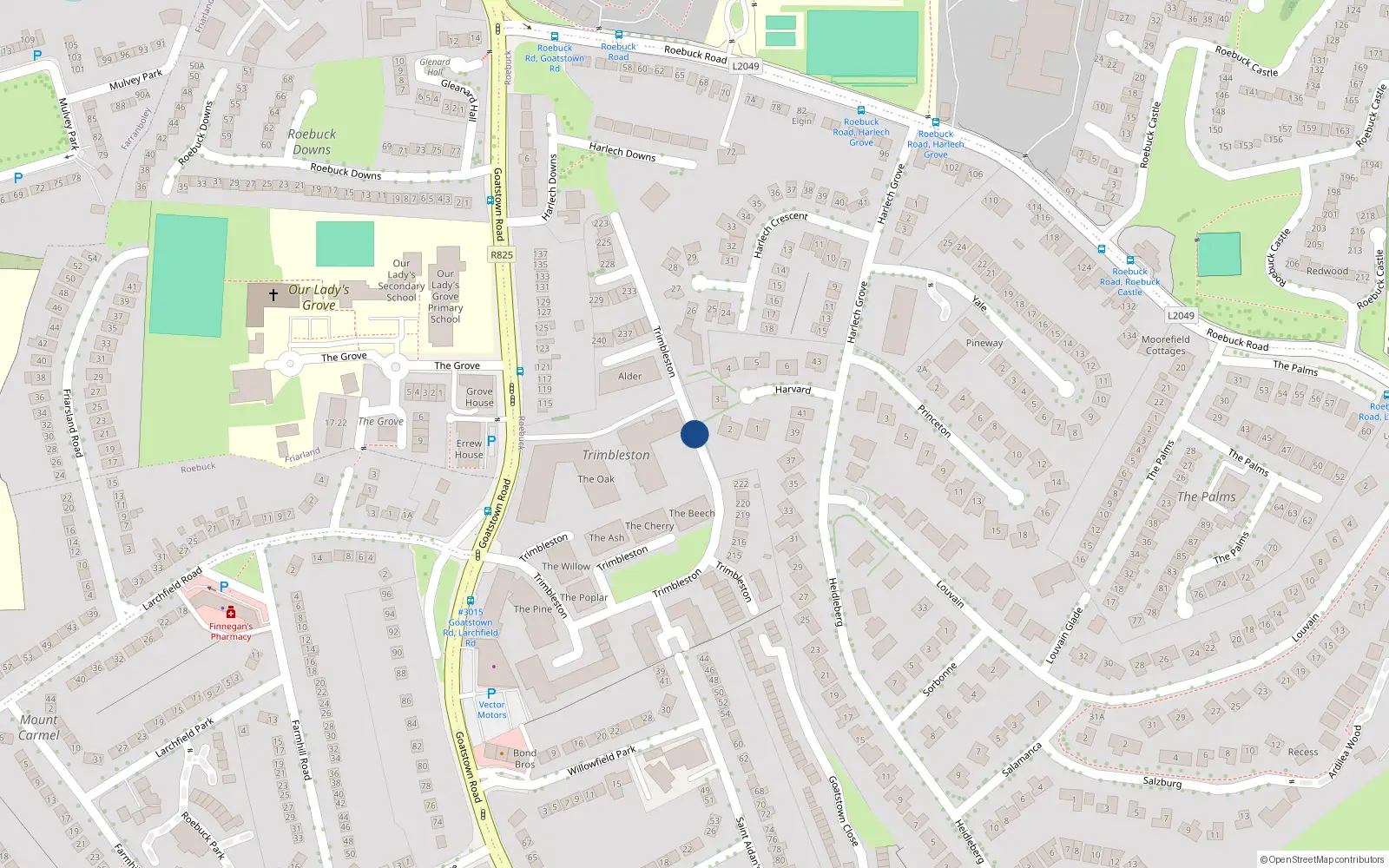 Overhead map showing the location of 409 Trimbleston, Dublin