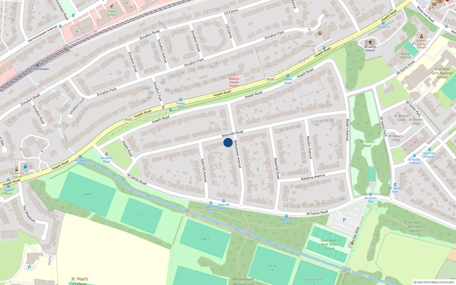 Overhead map showing the location of 40A Maryville Road, Dublin 5