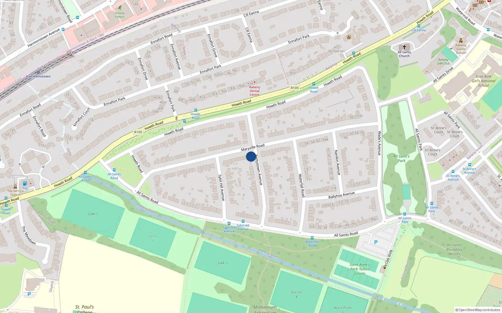 Overhead map showing the location of 40B Maryville Road, Dublin 5