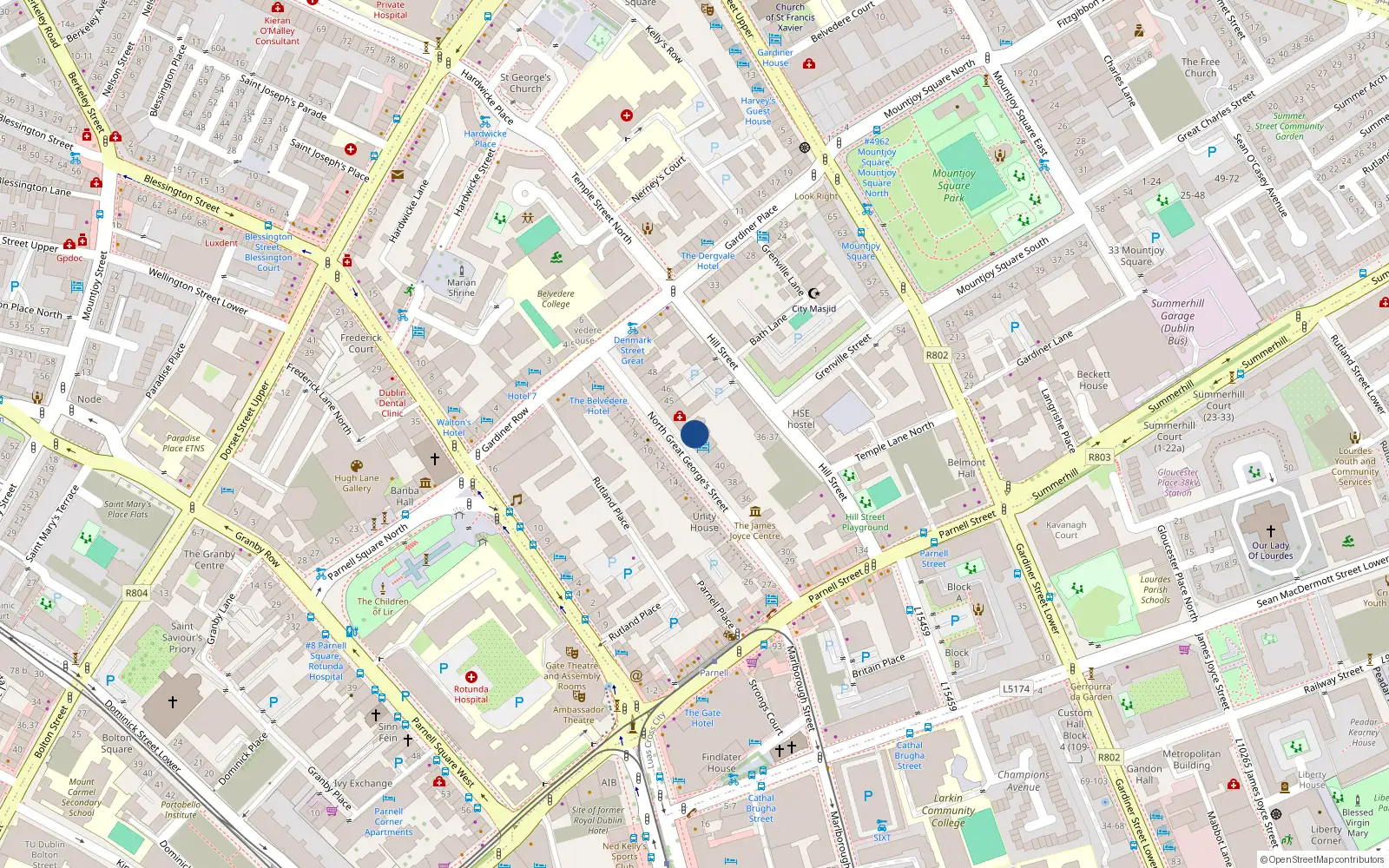 Overhead map showing the location of 41- 43, 43 North Great George's Street, Dublin 1