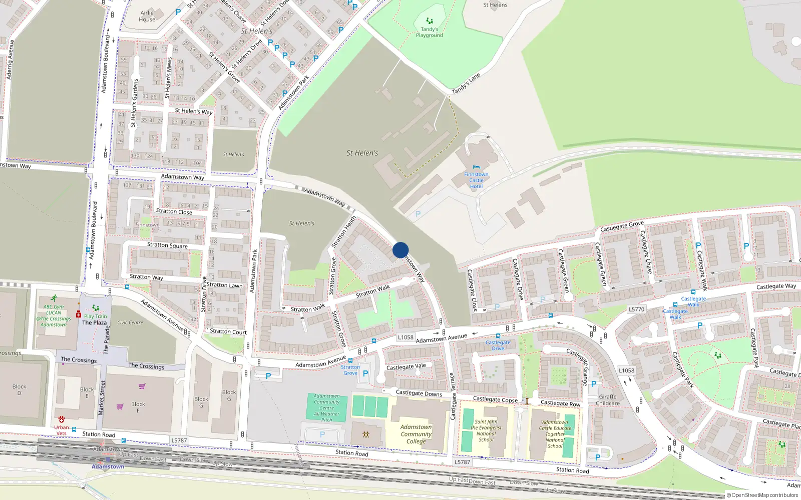 Overhead map showing the location of 41 Adamstown Way, Lucan