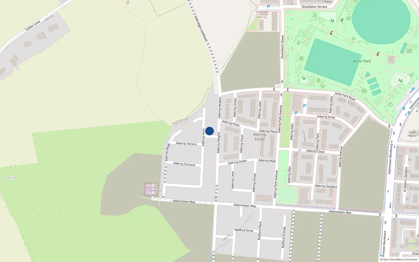 Overhead map showing the location of 41 Aderrig Farm, Lucan