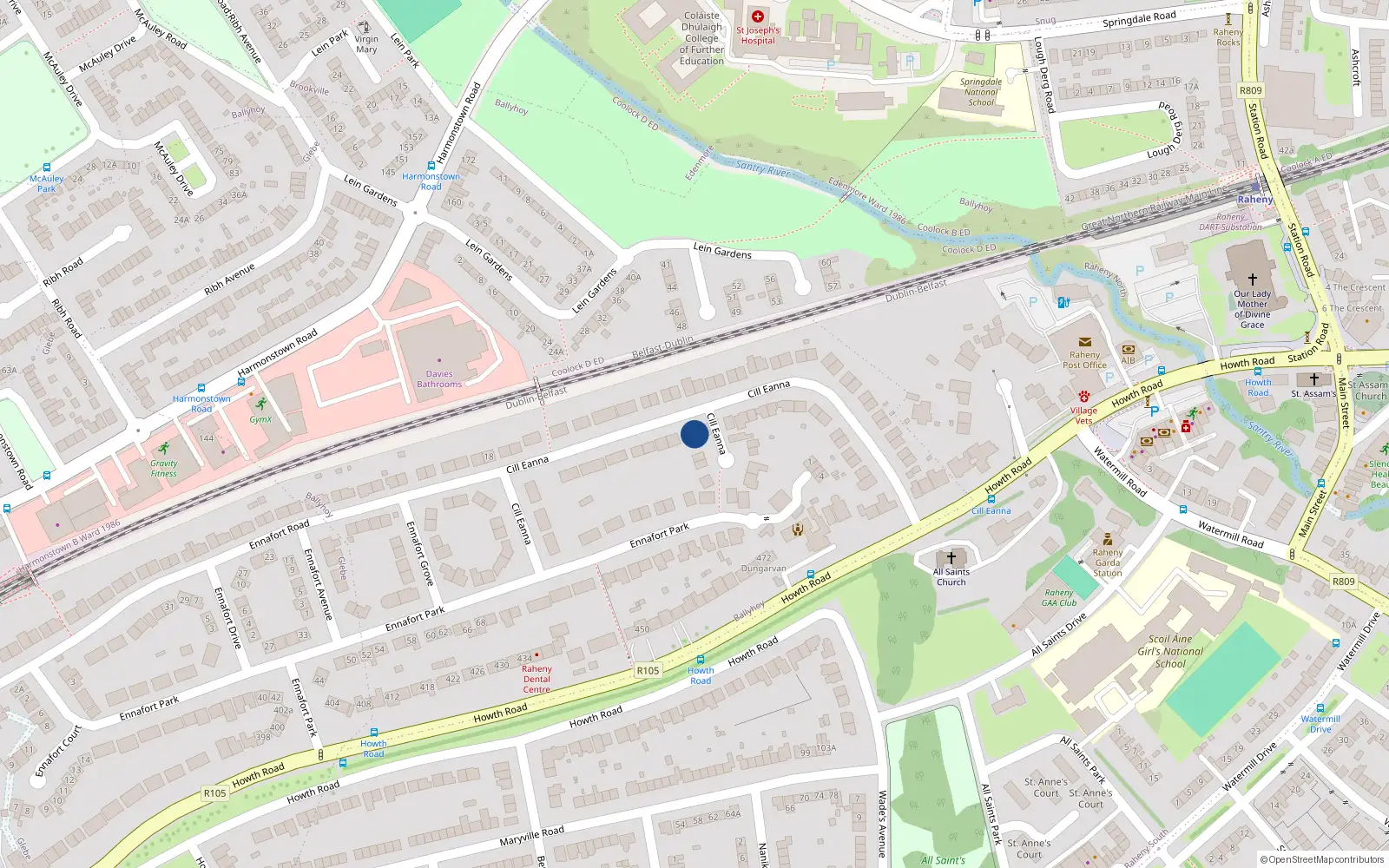 Overhead map showing the location of 41 Cill Eanna, Dublin 5