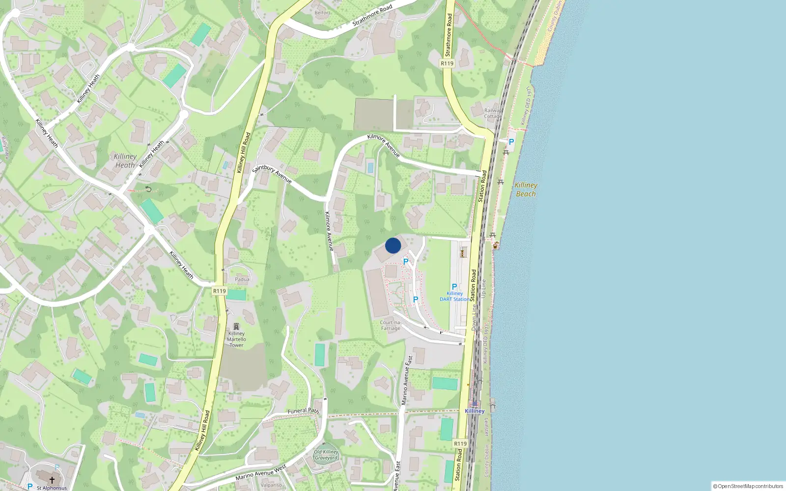 Overhead map showing the location of 41 Court Killiney Bay Apts, Station Road, Killiney