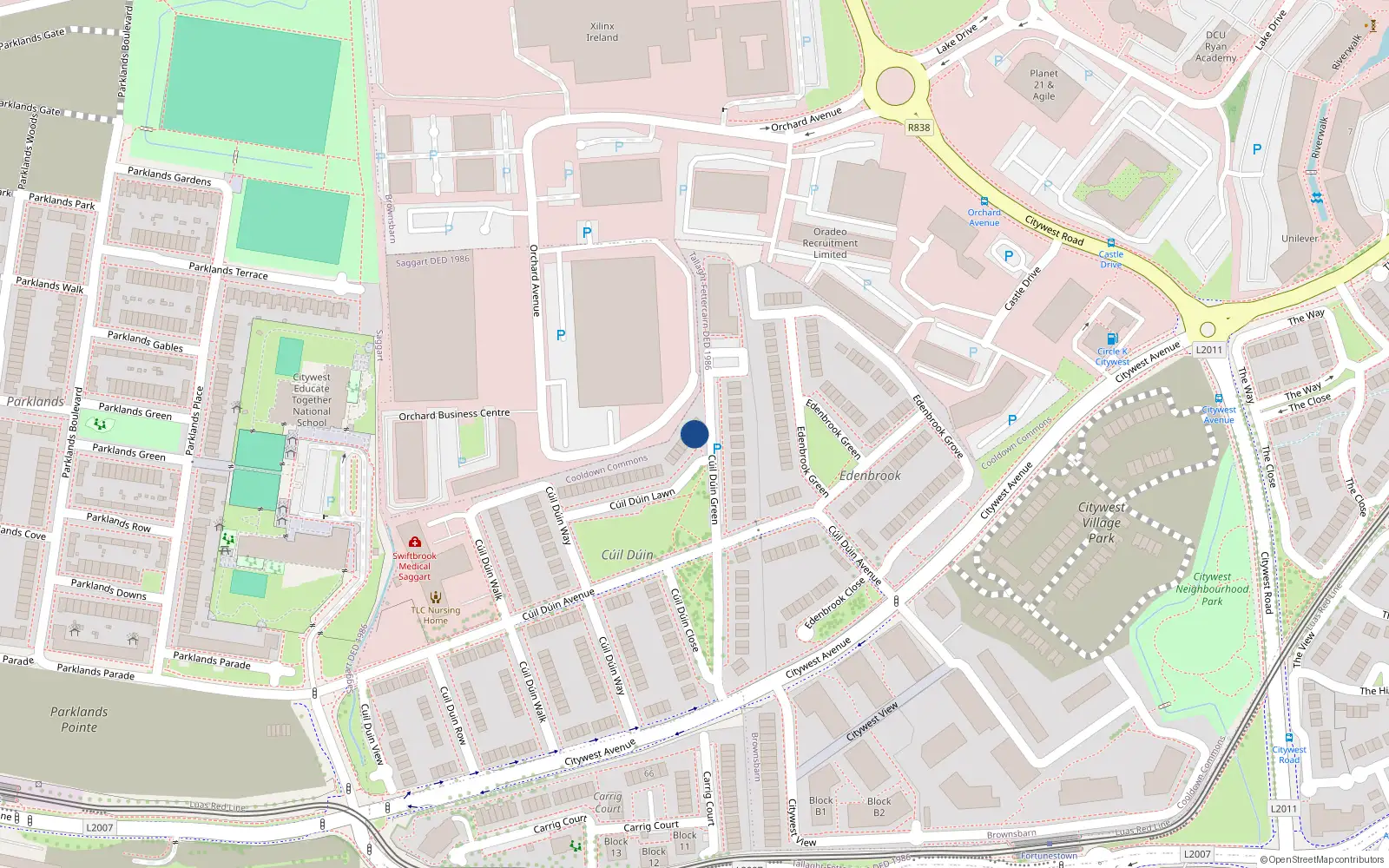 Overhead map showing the location of 41 Cúil Dúin Lawn, Citywest