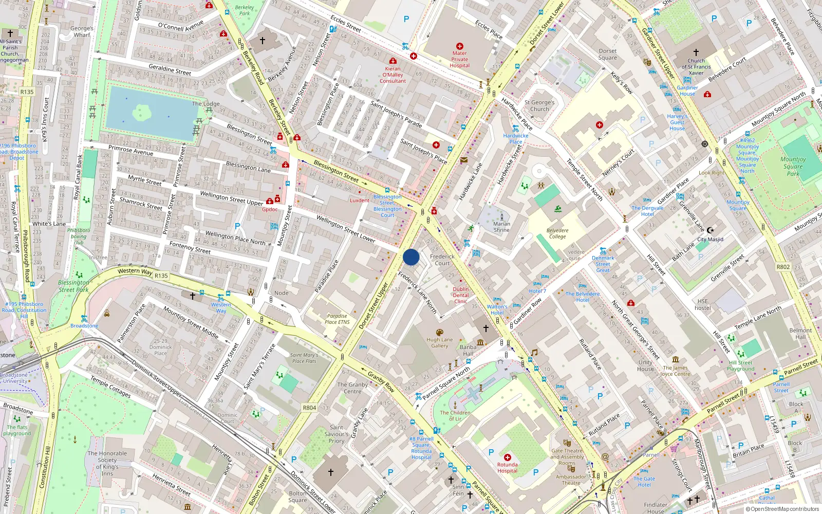 Overhead map showing the location of 41 Dorset Street Upper, Dublin 1