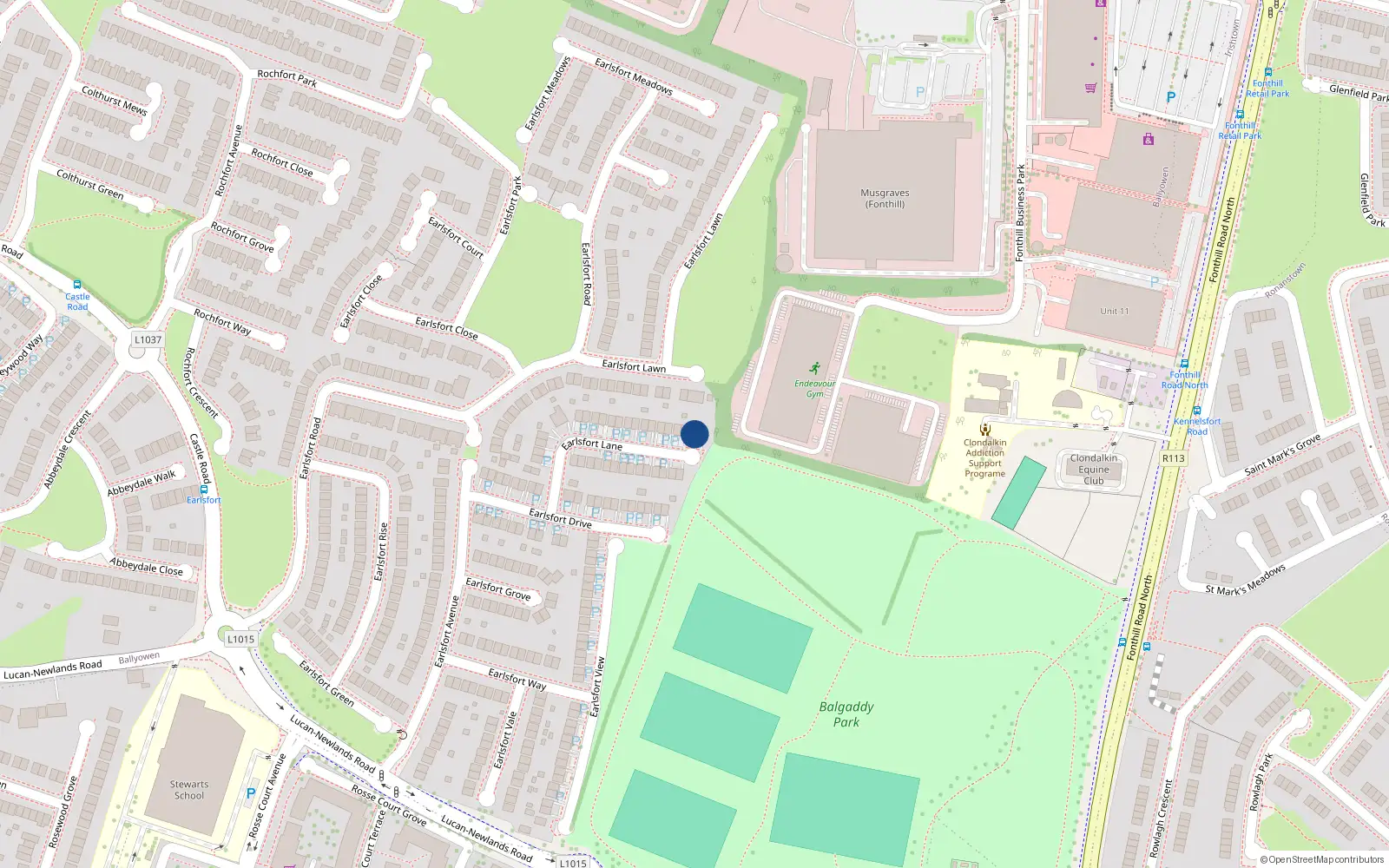 Overhead map showing the location of 41 Earlsfort Lane, Lucan