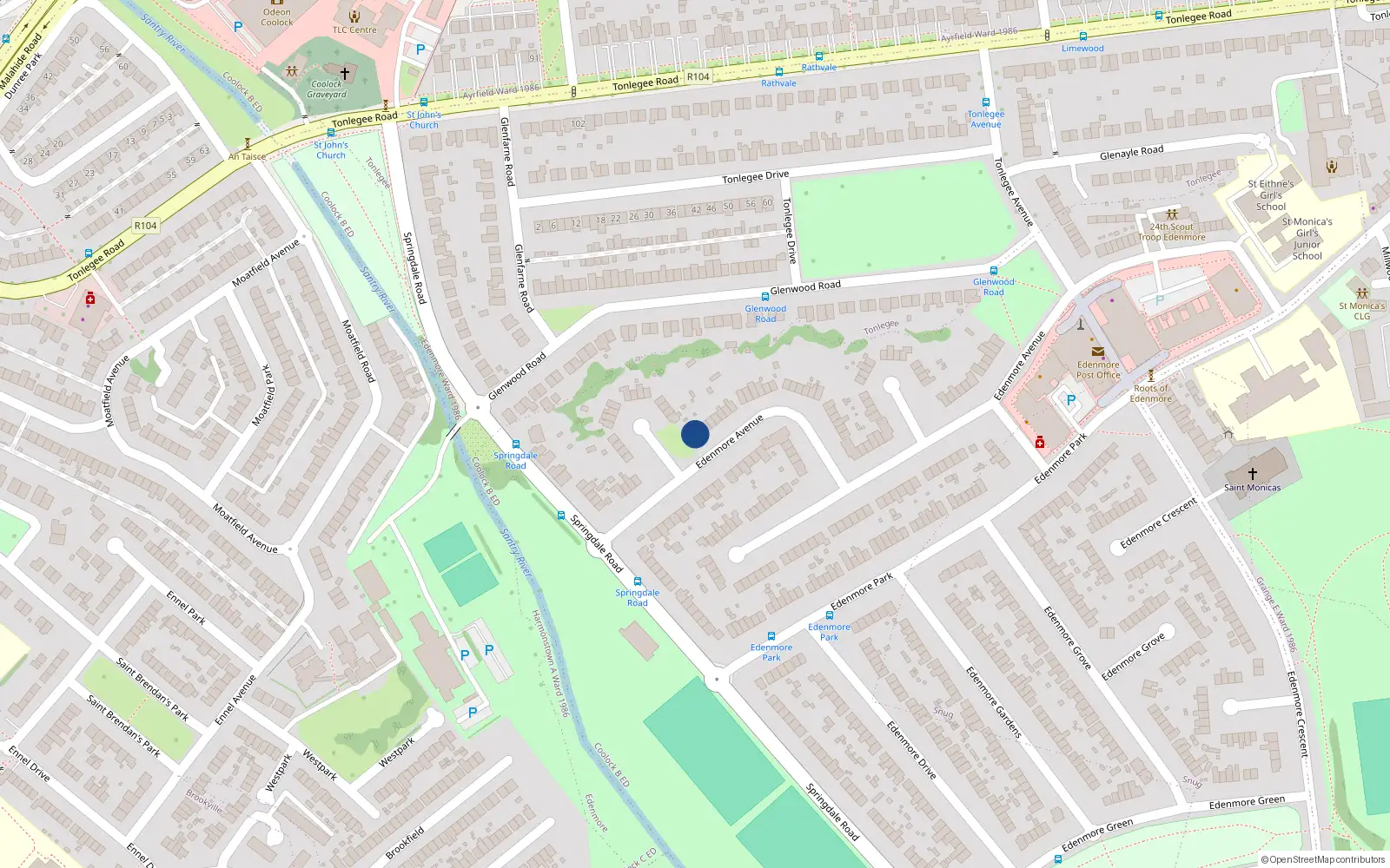 Overhead map showing the location of 41 Edenmore Avenue, Raheny, Dublin 5