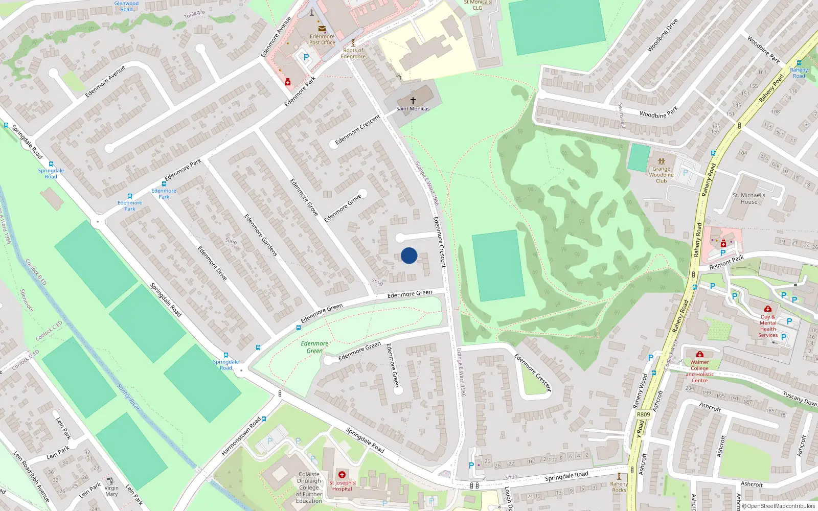 Overhead map showing the location of 41 Edenmore Crescent, Edenmore, Dublin 5