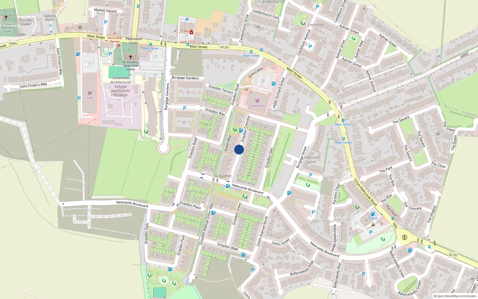 Overhead map showing the location of 41 Graydon Crescent, Newcastle South