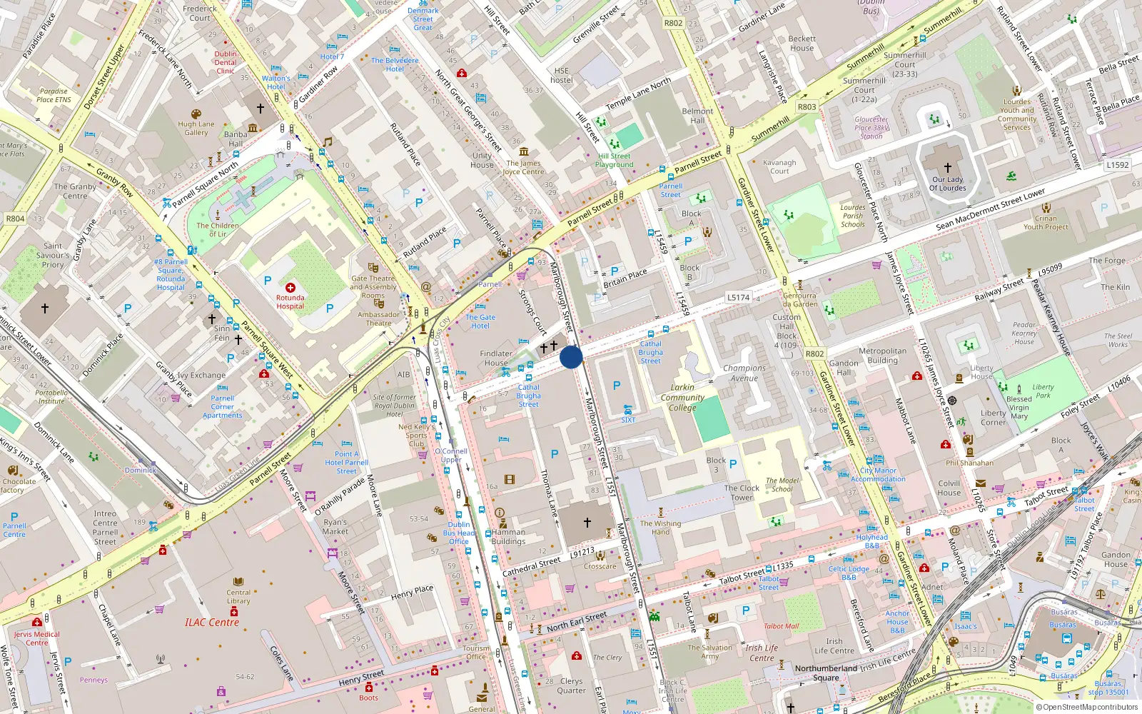 Overhead map showing the location of 41 Gresham House, Cathal Brugha Street, Dublin 1
