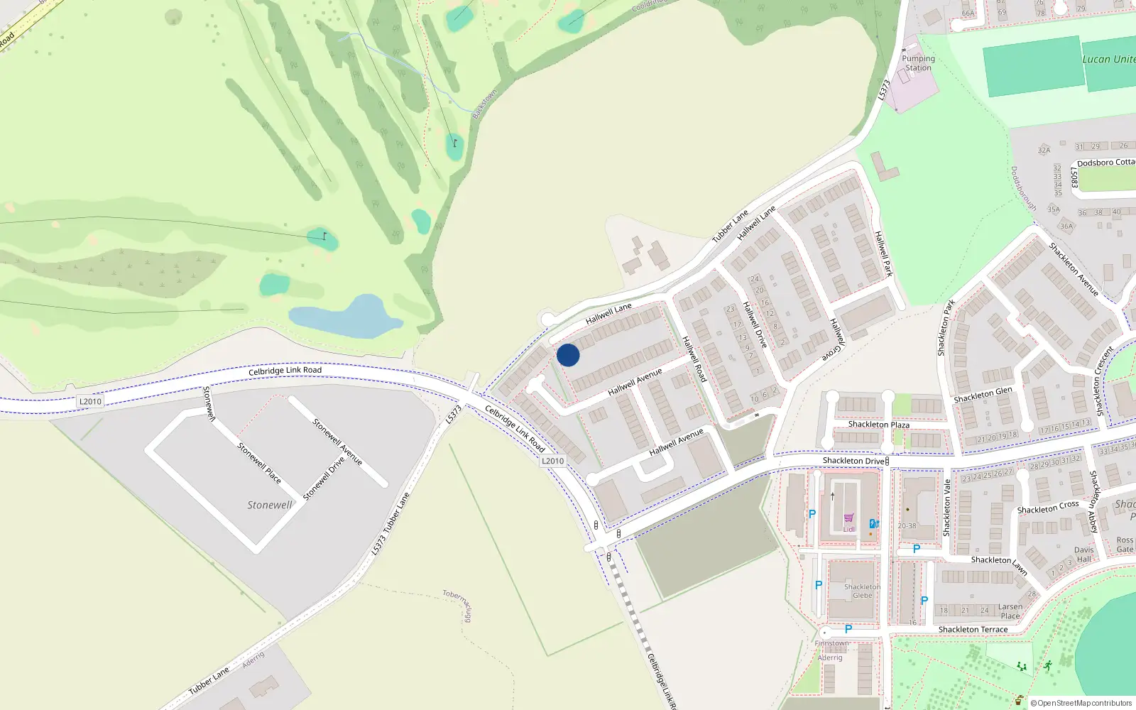 Overhead map showing the location of 41 Hallwell Lane, Lucan