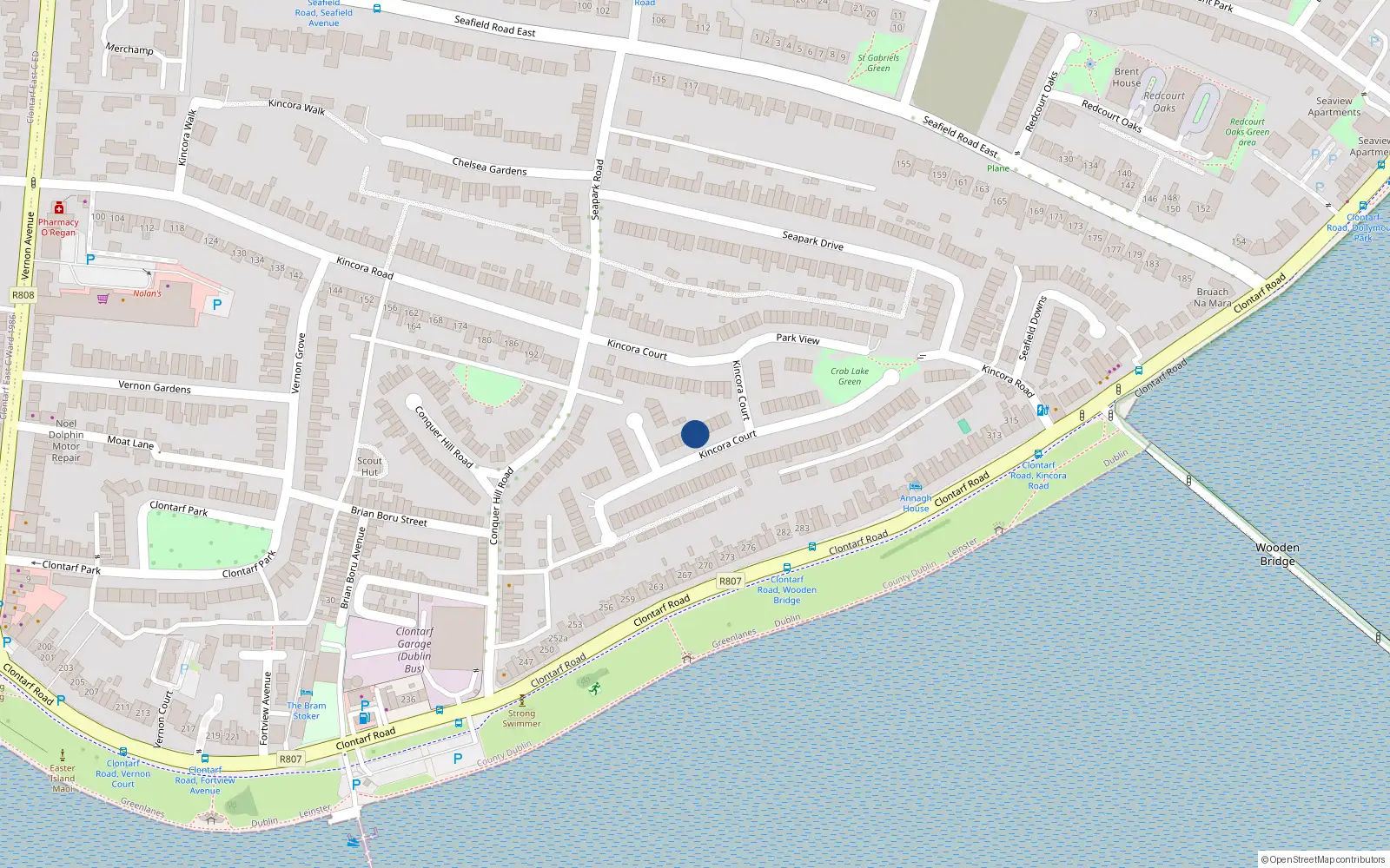 Overhead map showing the location of 41 Kincora Court, Dublin 3