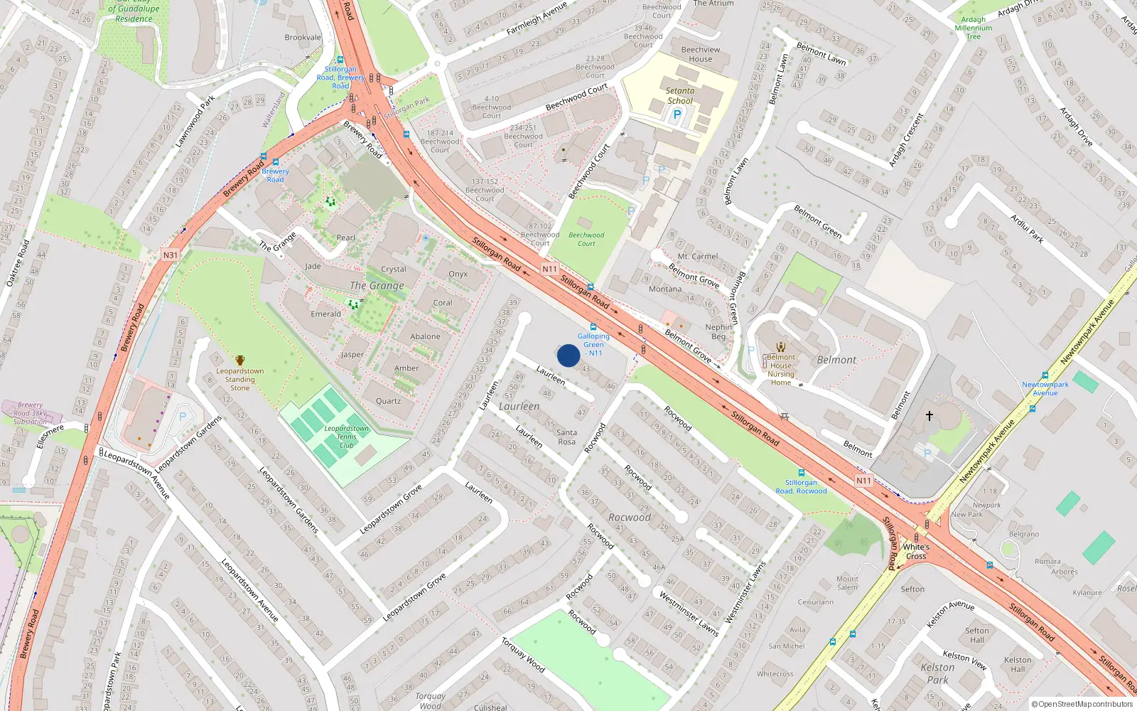 Overhead map showing the location of 41 Laurleen, Dublin
