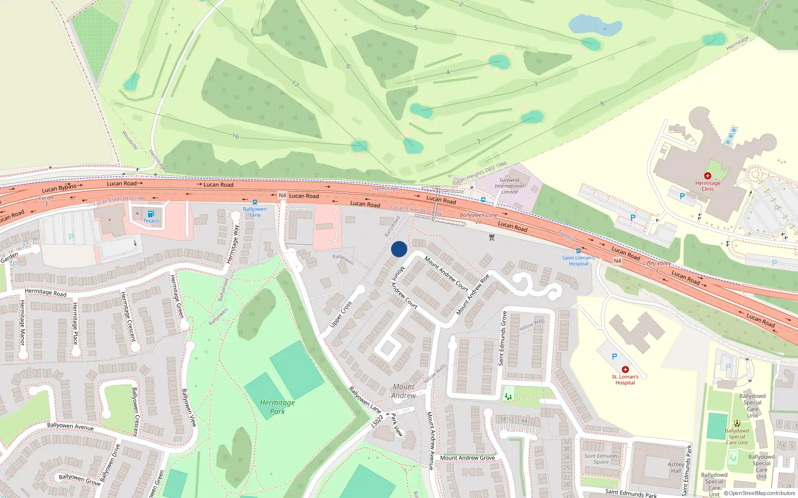 Overhead map showing the location of 41 Mount Andrew Court, Lucan, Dublin