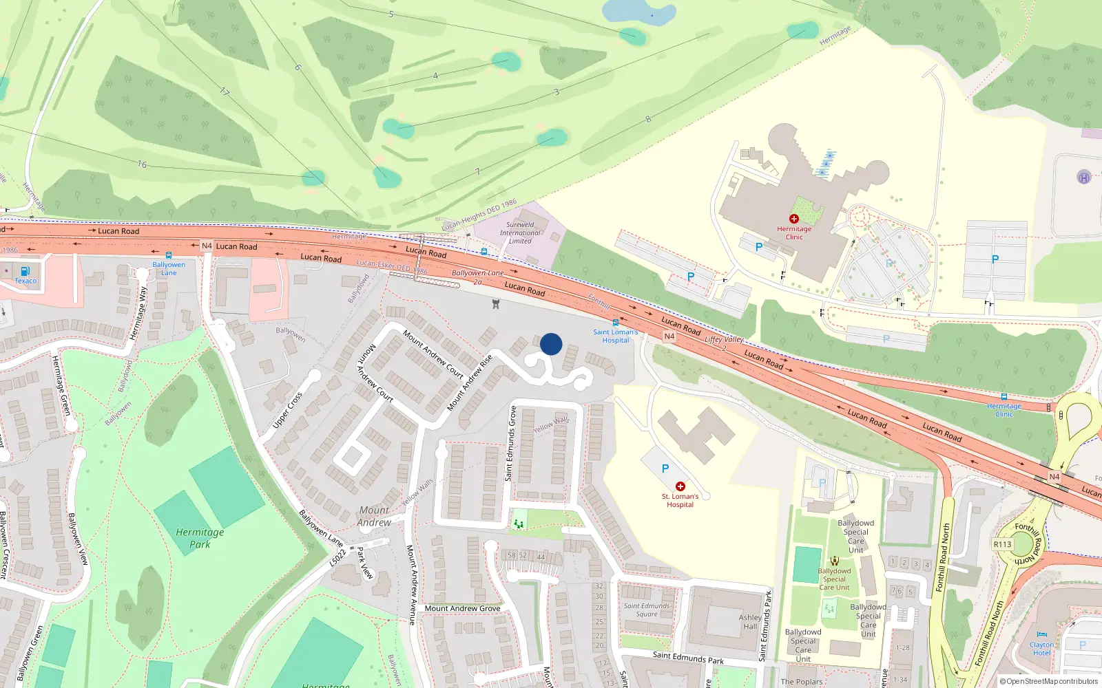Overhead map showing the location of 41 Mount Andrew Rise, Lucan, Co Dublin