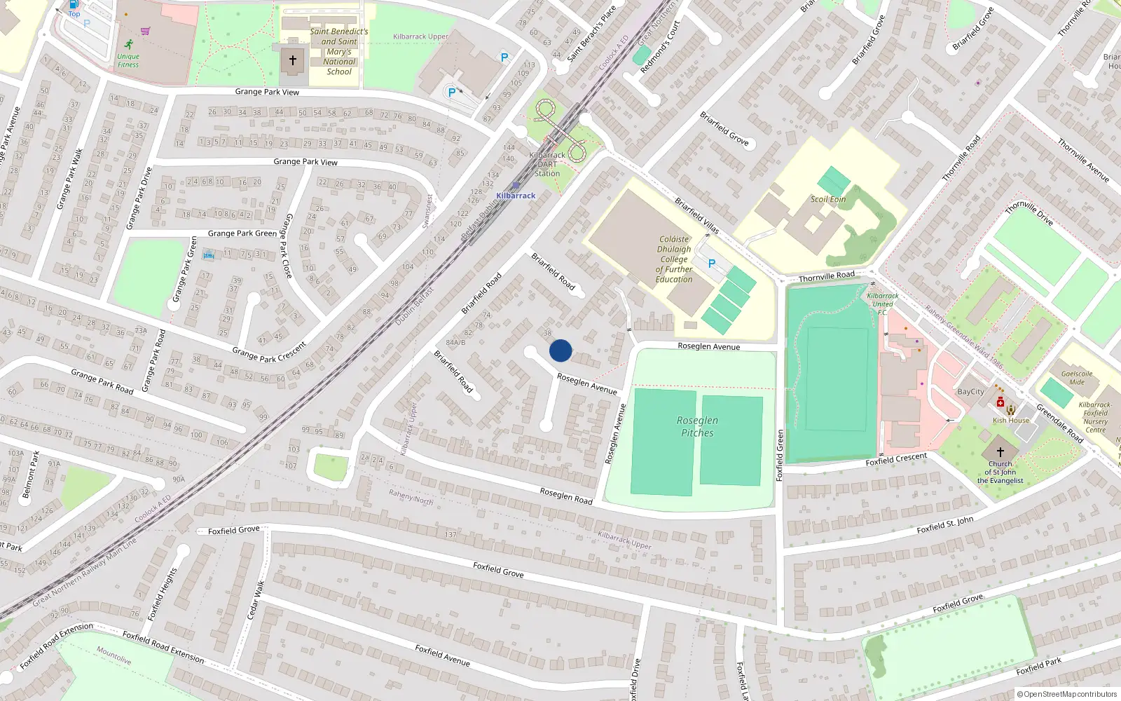 Overhead map showing the location of 41 Roseglen Avenue, Raheny Dublin 5, Dublin