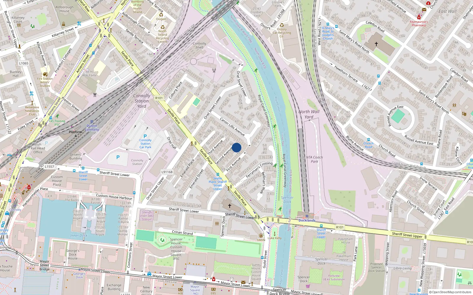 Overhead map showing the location of 41 Second Avenue, Dublin 1